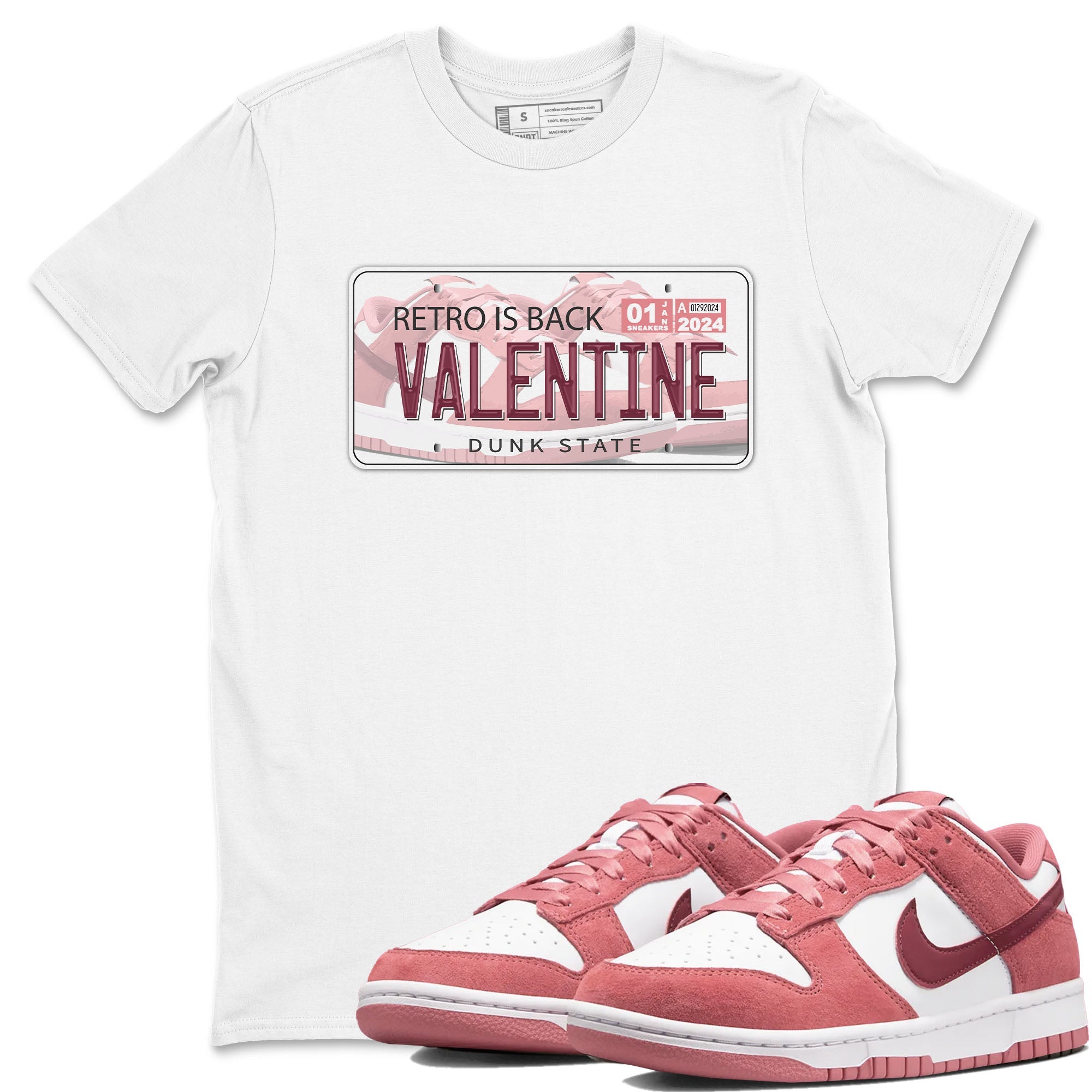 Dunk Valentine's Day shirt to match jordans Jordan Plate sneaker tees Dunks Valentine's Day Drip Gear Zone unisex cotton White 1 crew neck shirt