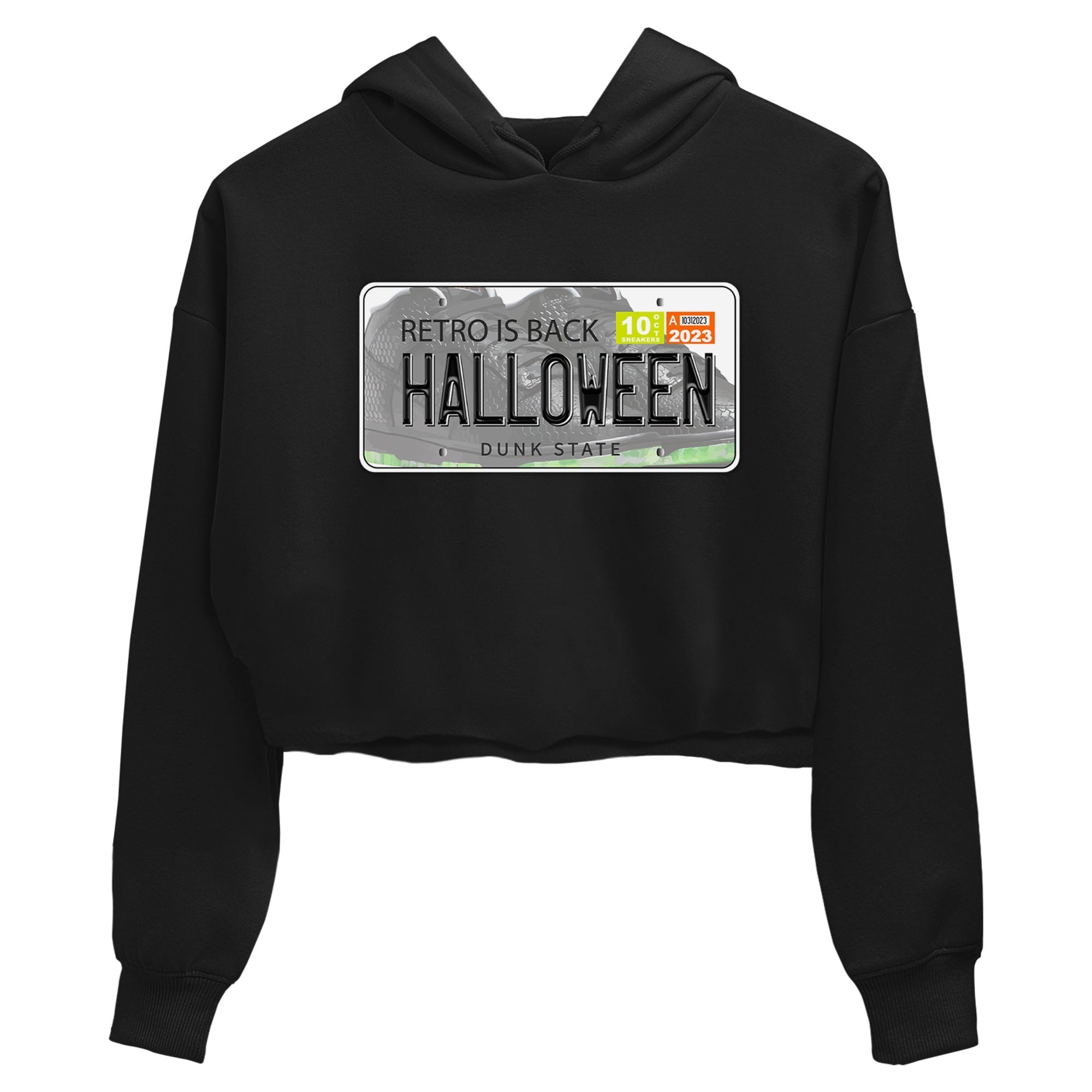 Nike Dunk Halloween shirt to match jordans Jordan Plate sneaker tees Nike Dunk Mid Halloween Drip Gear Zone Sneaker Matching Clothing Brand Black 2 Crop T-Shirt