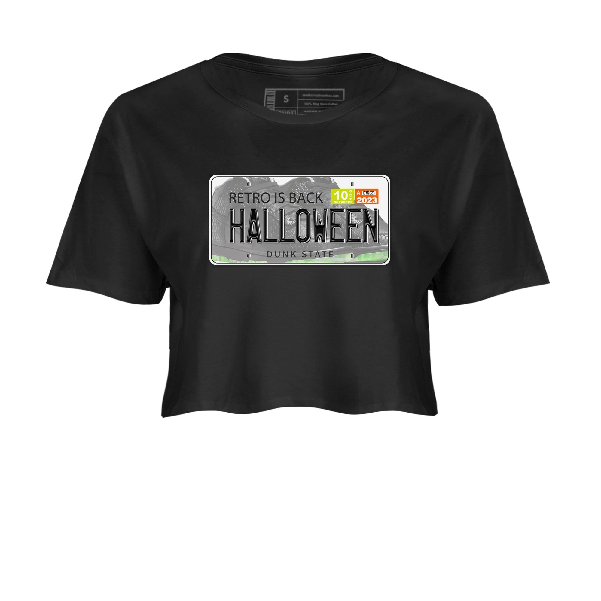 Nike Dunk Halloween shirt to match jordans Jordan Plate sneaker tees Nike Dunk Mid Halloween Drip Gear Zone Sneaker Matching Clothing Brand Black 2 Crop T-Shirt