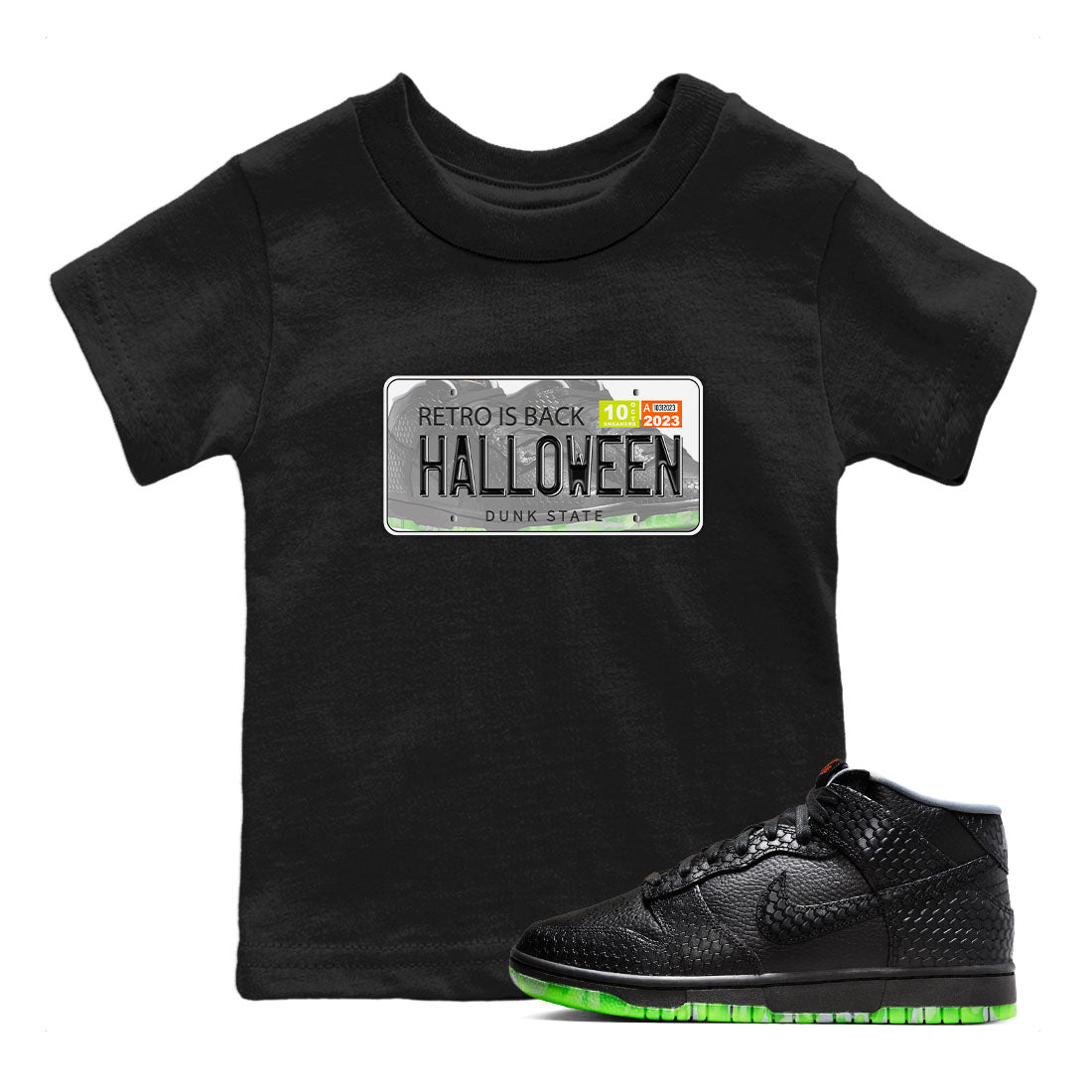 Nike Dunk Halloween shirt to match jordans Jordan Plate sneaker tees Nike Dunk Mid Halloween Drip Gear Zone Sneaker Matching Clothing Brand Baby Toddler Black 1 T-Shirt