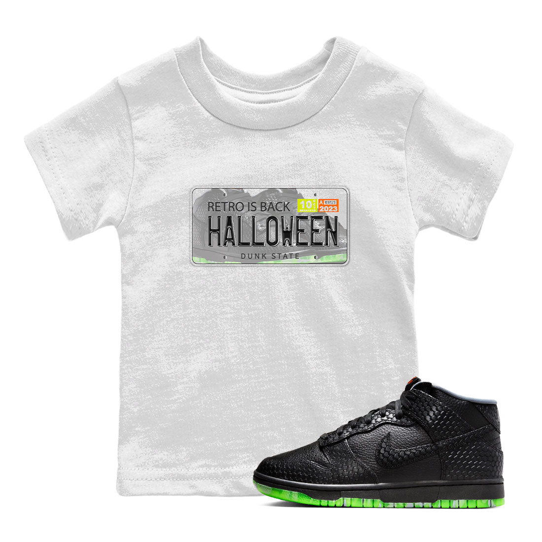 Nike Dunk Halloween shirt to match jordans Jordan Plate sneaker tees Nike Dunk Mid Halloween Drip Gear Zone Sneaker Matching Clothing Brand Baby Toddler White 1 T-Shirt