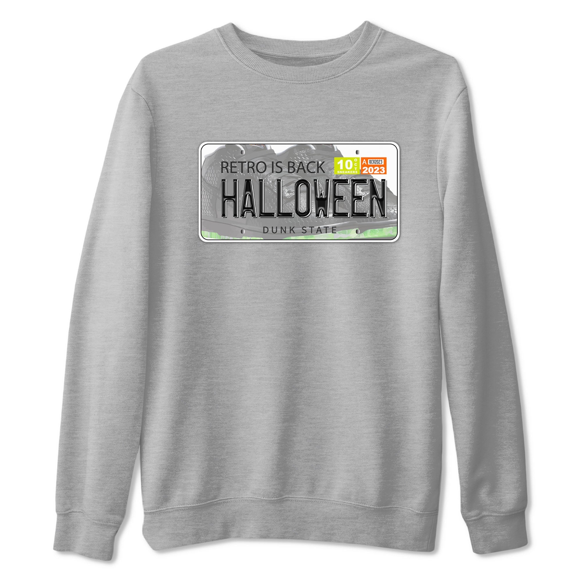Nike Dunk Halloween shirt to match jordans Jordan Plate sneaker tees Nike Dunk Mid Halloween Drip Gear Zone Sneaker Matching Clothing Brand Unisex Sneaker Tee Heather Grey 2 T-Shirt