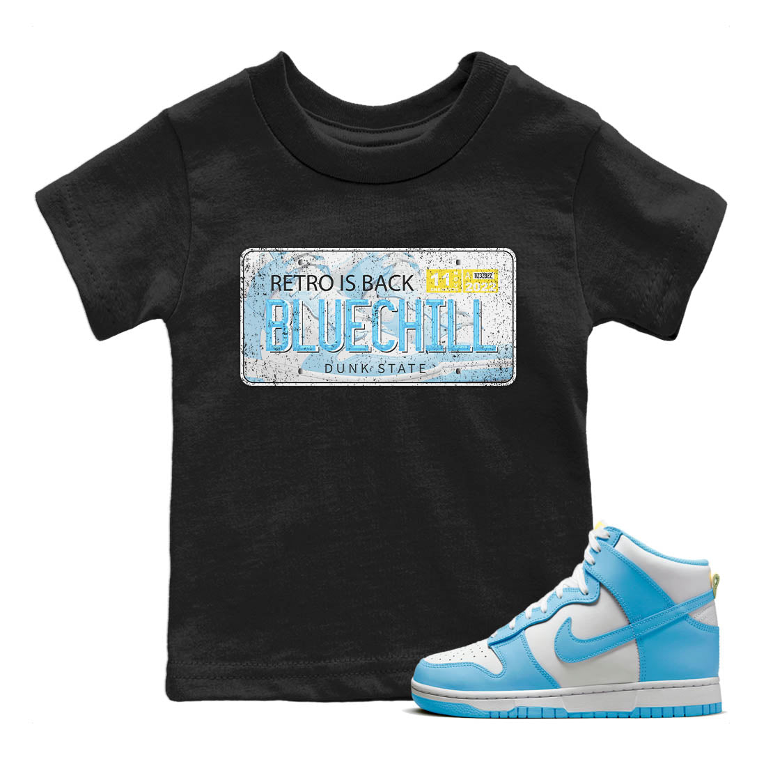 Nike Dunk High Blue Chill Shirt To Match Jordans Jordan Plate Sneaker Tees Nike Dunk High Blue Chill Drip Gear Zone Sneaker Matching Clothing Kids Shirts