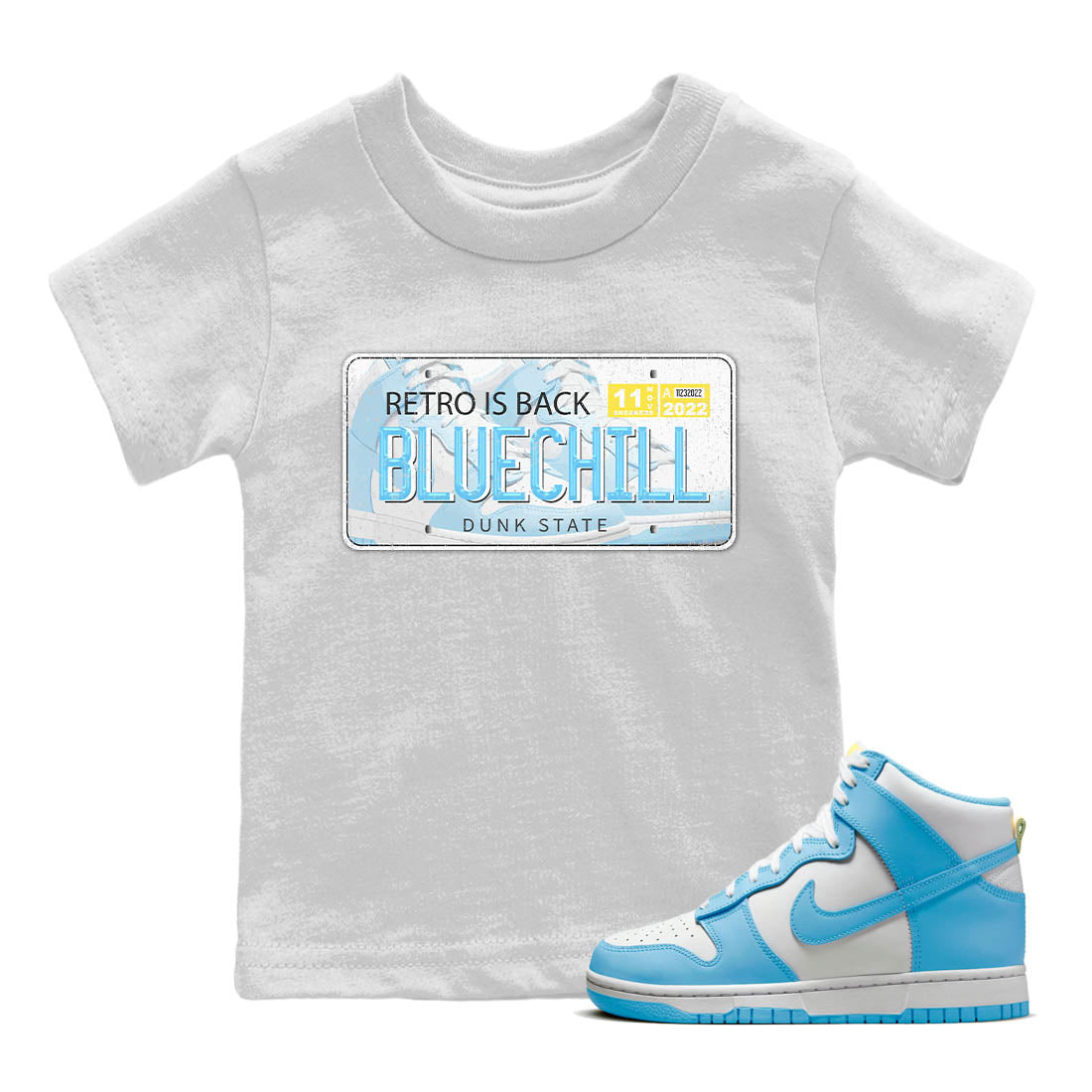 Nike Dunk High Blue Chill Shirt To Match Jordans Jordan Plate Sneaker Tees Nike Dunk High Blue Chill Drip Gear Zone Sneaker Matching Clothing Kids Shirts