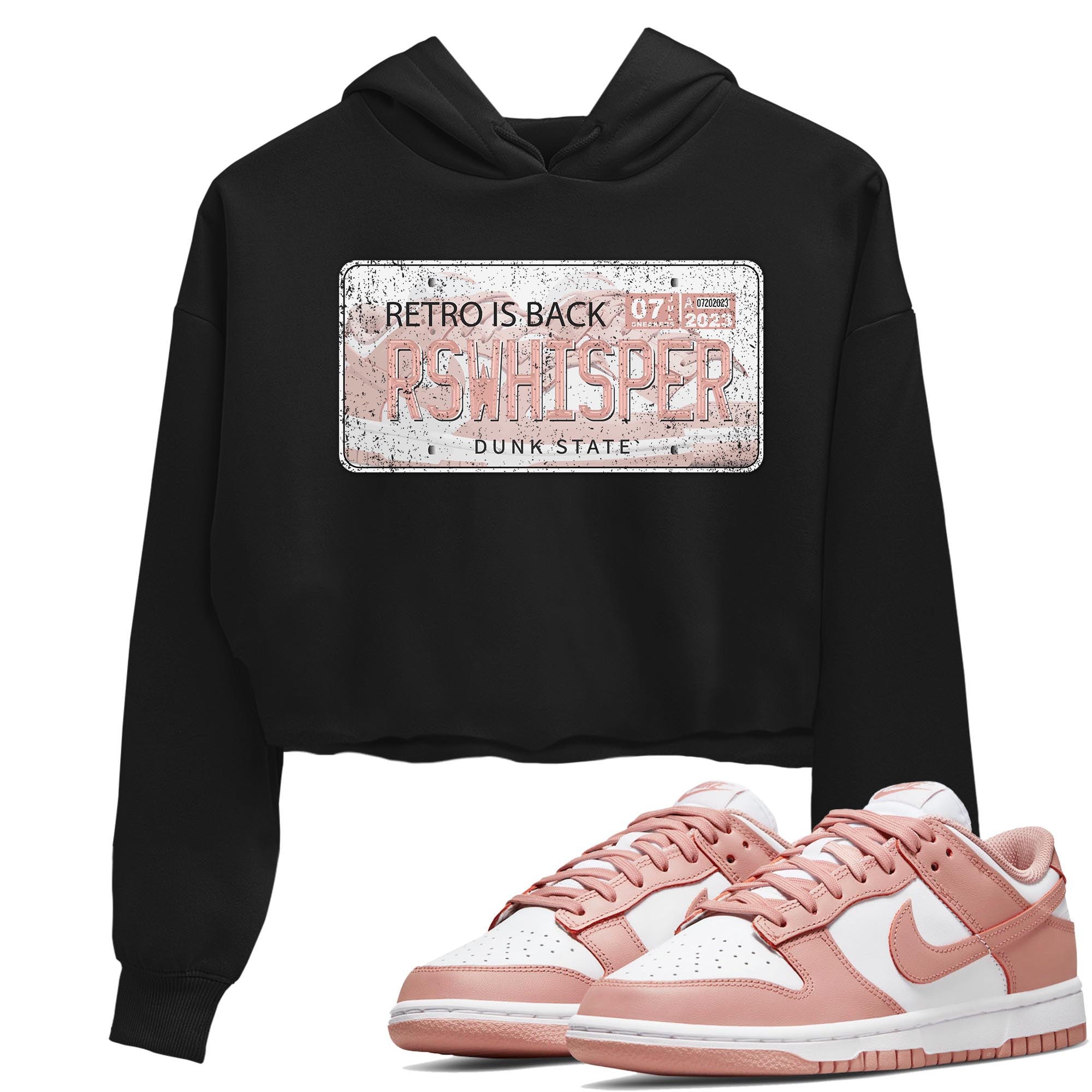 Nike Dunks Low Rose Whisper shirt to match jordans Jordan Plate Streetwear Sneaker Shirt Nike Dunk Rose Whisper Drip Gear Zone Sneaker Matching Clothing Black 1 Crop T-Shirt