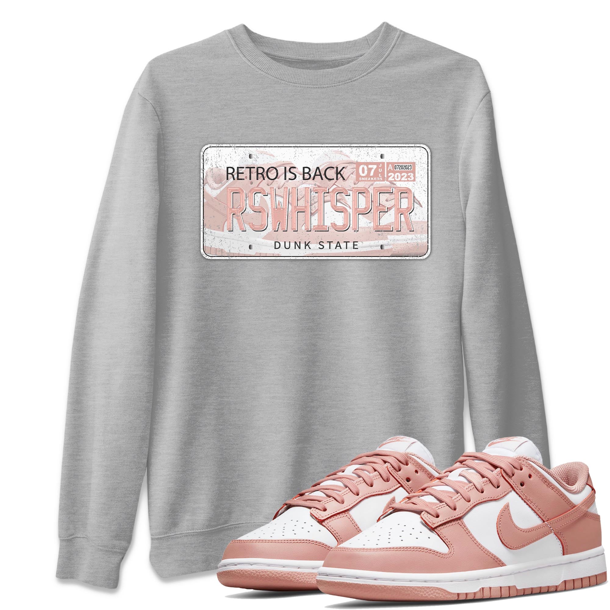 Nike Dunks Low Rose Whisper shirt to match jordans Jordan Plate Streetwear Sneaker Shirt Nike Dunk Rose Whisper Drip Gear Zone Sneaker Matching Clothing Unisex Heather Grey 1 T-Shirt