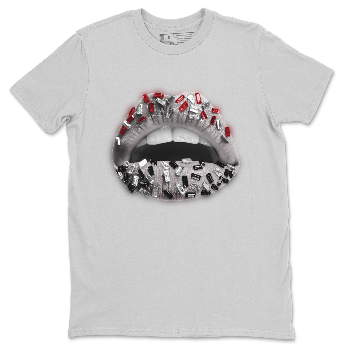 Jordan 1 Smoke Grey Sneaker Matching T-Shirt Lips Jewel Sneaker Tees Jordan 1 Smoke Grey Sneaker Release Tees Crew Neck Tees