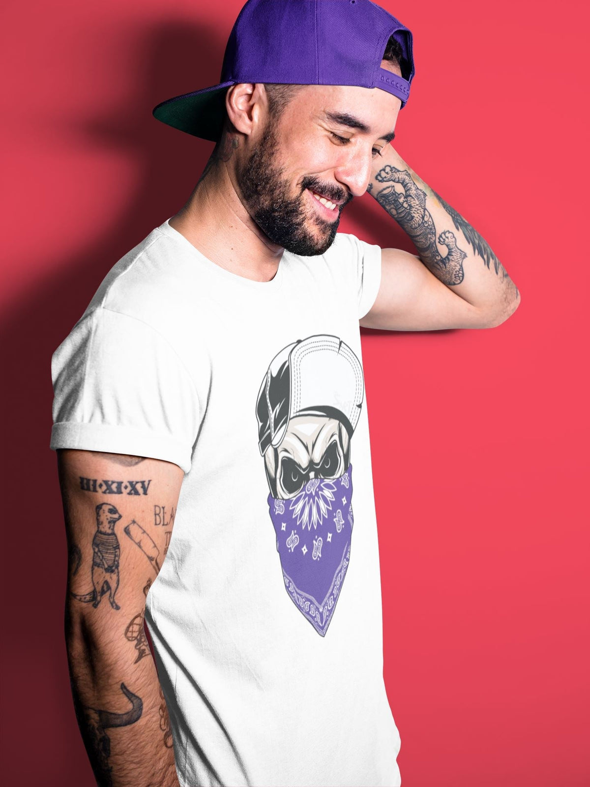 Jordan 4 Court Purple Sneaker Matching T-Shirt Skull Hat Mask Sneaker Tees Jordan 4 Court Purple Sneaker Release Tees Crew Neck Tees