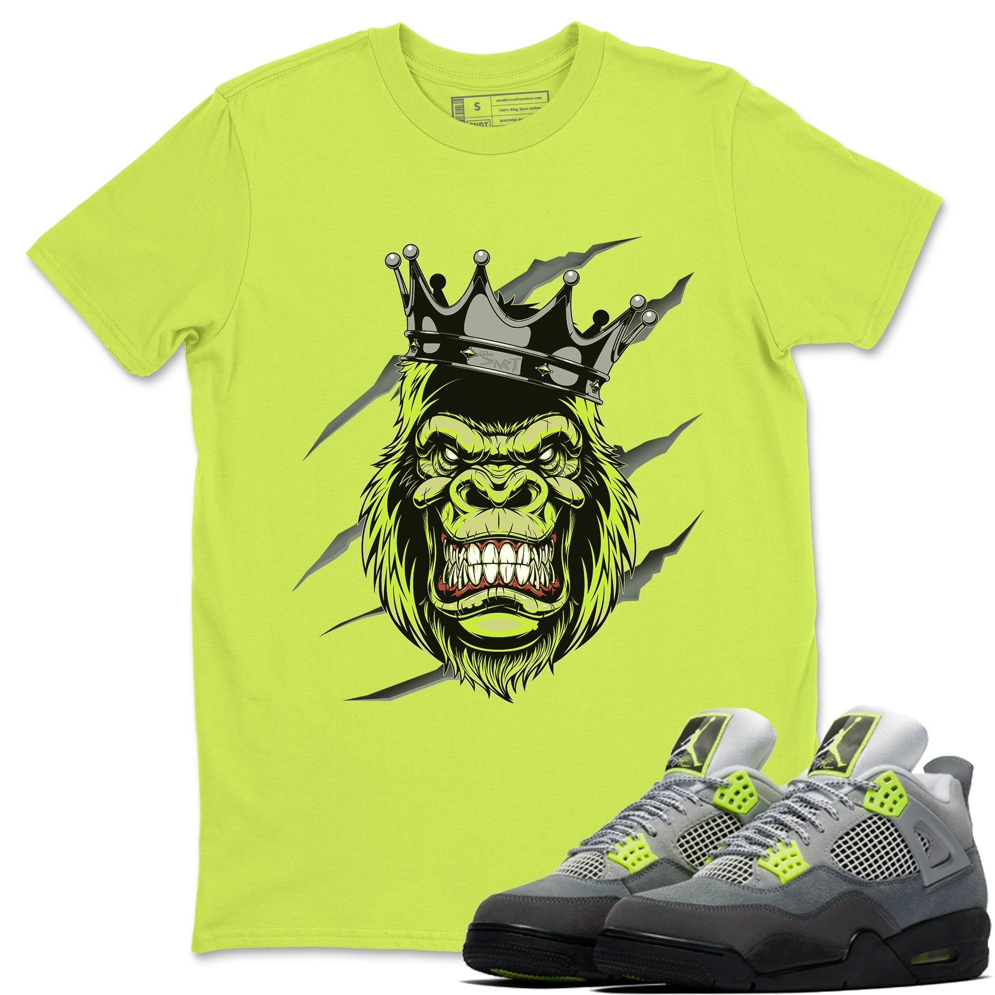 Jordan 4 '95 Neon Shirt To Match Jordans Ferocious Gorilla Sneaker Tees Jordan 4 '95 Neon Drip Gear Zone Sneaker Matching Clothing Unisex Shirts