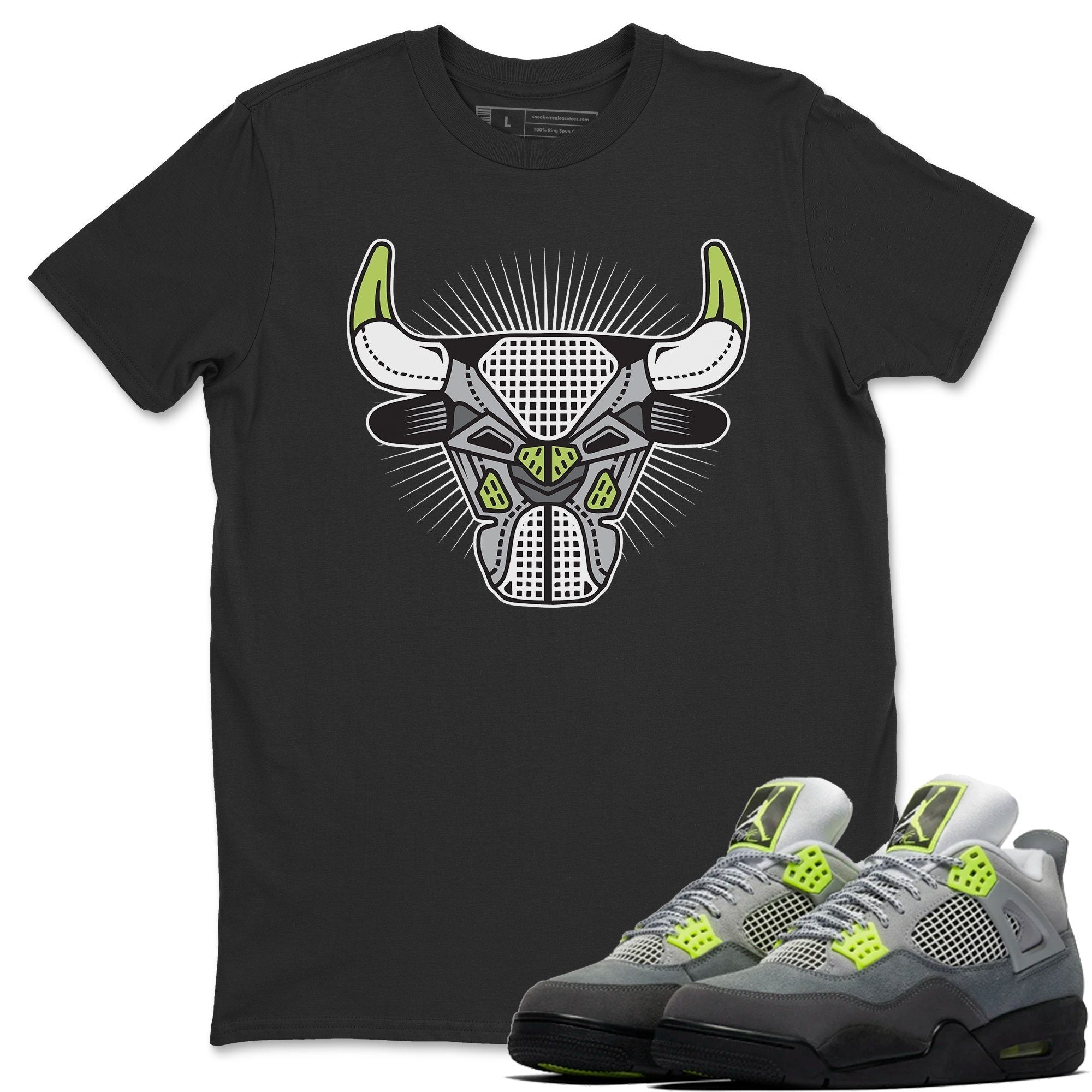 Jordan 4 '95 Neon Shirt To Match Jordans Bull Head Sneaker Tees Jordan 4 '95 Neon Drip Gear Zone Sneaker Matching Clothing Unisex Shirts