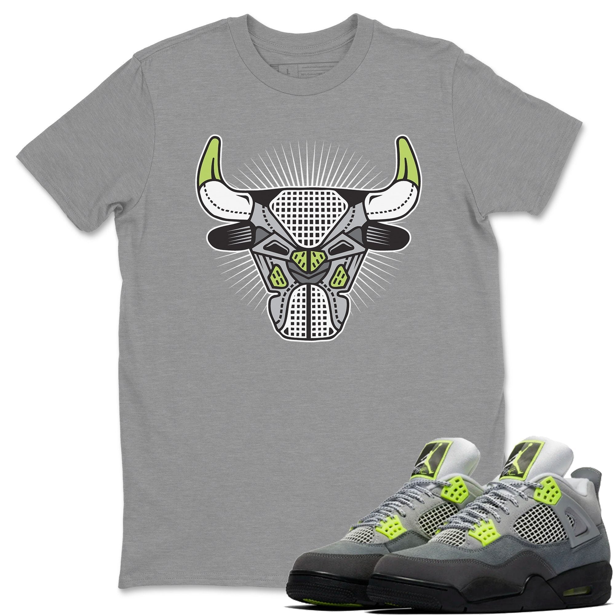 Jordan 4 '95 Neon Shirt To Match Jordans Bull Head Sneaker Tees Jordan 4 '95 Neon Drip Gear Zone Sneaker Matching Clothing Unisex Shirts