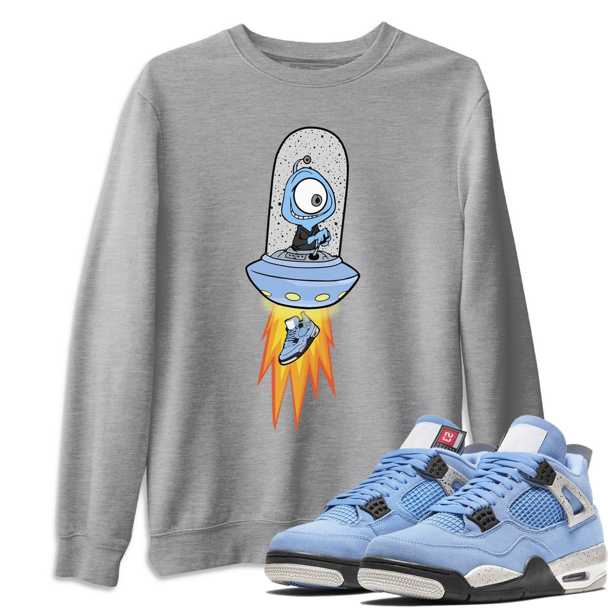 Jordan 4 University Blue Shirt To Match Jordans Alien Sneaker Tees Jordan 4 University Blue Drip Gear Zone Sneaker Matching Clothing Unisex Shirts