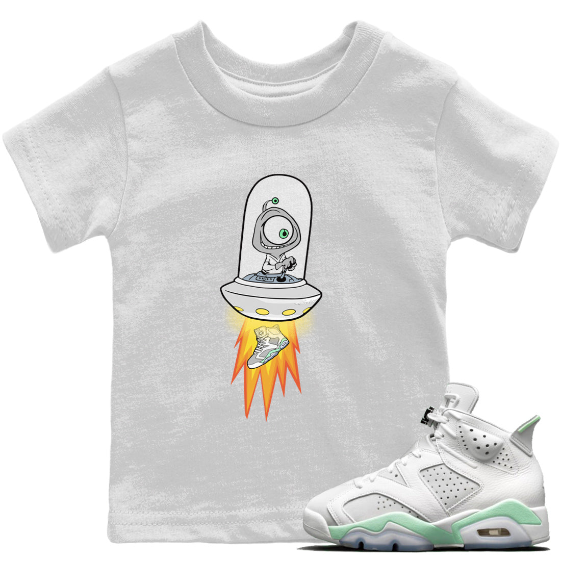 Jordan 6 Mint Foam Sneaker Matching T-Shirt Alien Sneaker Tees Jordan 6 Mint Foam Sneaker Release Tees Kids Shirts