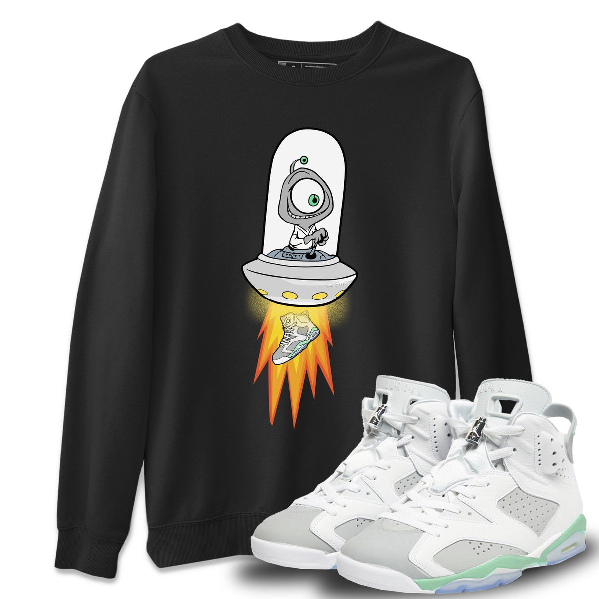 Jordan 6 Mint Foam Sneaker Matching T-Shirt Alien Sneaker Tees Jordan 6 Mint Foam Sneaker Release Tees Crew Neck Tees