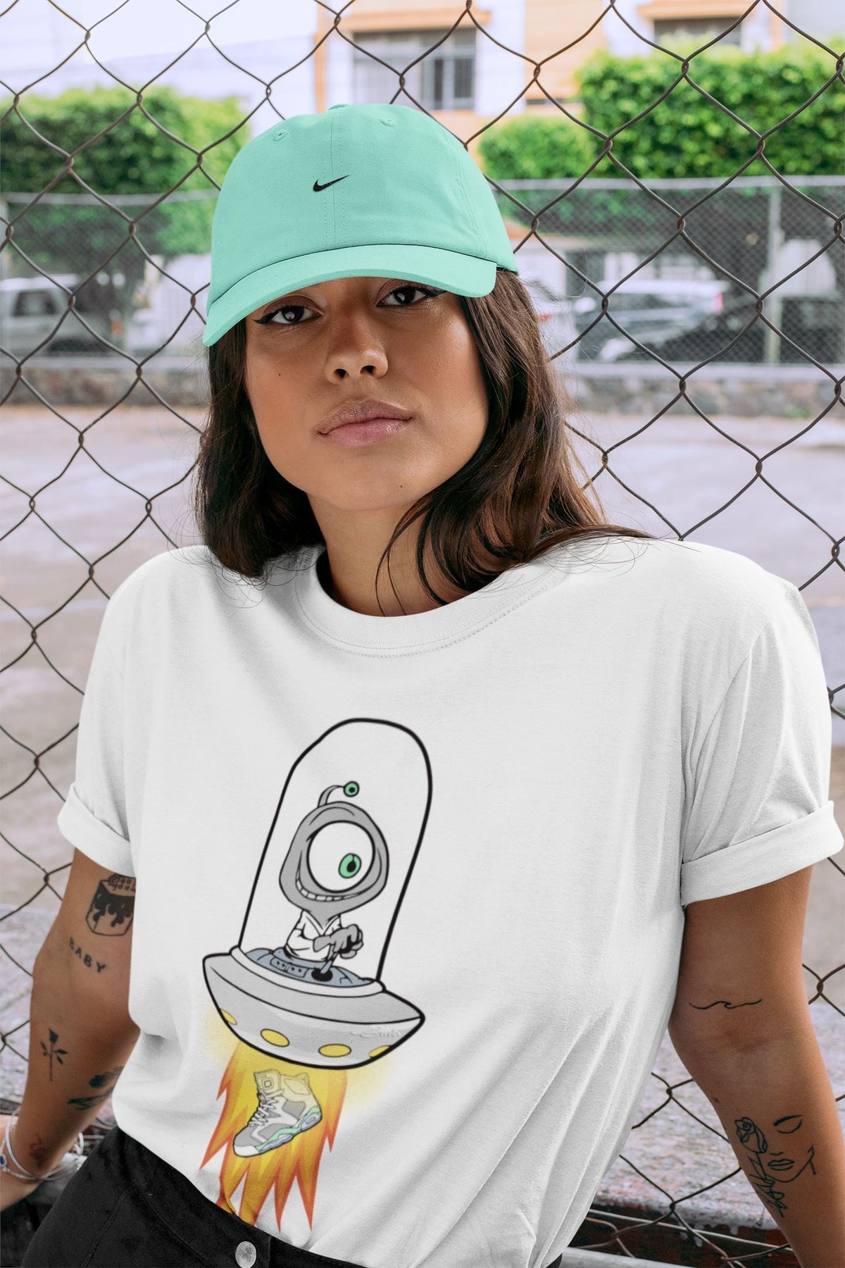 Jordan 6 Mint Foam Sneaker Matching T-Shirt Alien Sneaker Tees Jordan 6 Mint Foam Sneaker Release Tees Crew Neck Tees