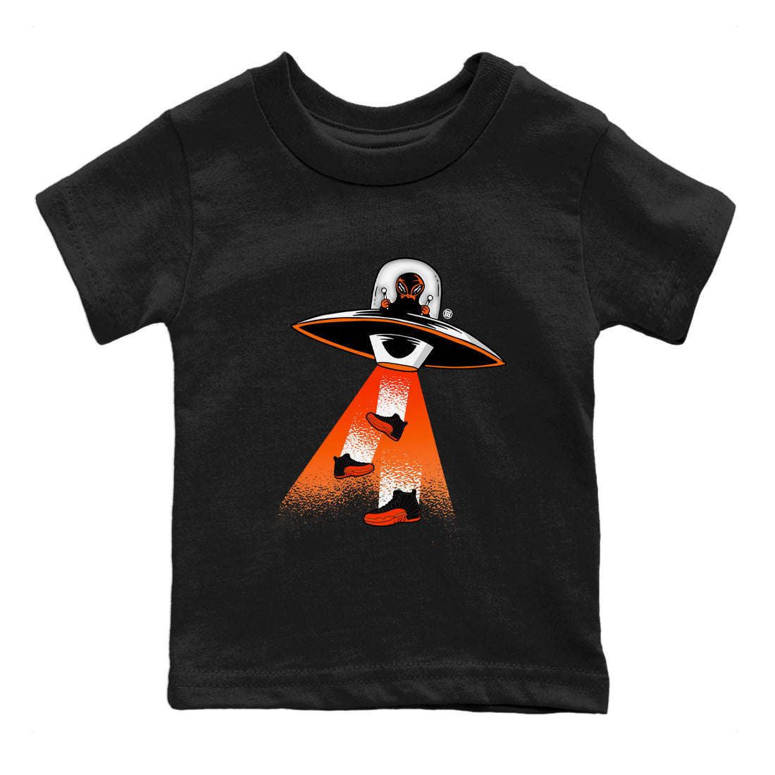 Air Jordan 12 Brilliant Orange Sneaker Match Tees Alien Thief Streetwear Sneaker Shirt 12s Brilliant Orange Tee Kids Shirts Black 2