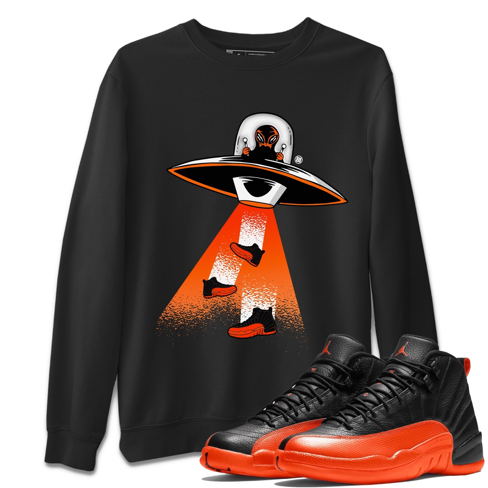 Air Jordan 12 Brilliant Orange Sneaker Match Tees Alien Thief Streetwear Sneaker Shirt 12s Brilliant Orange Tee Unisex Shirts Black 1