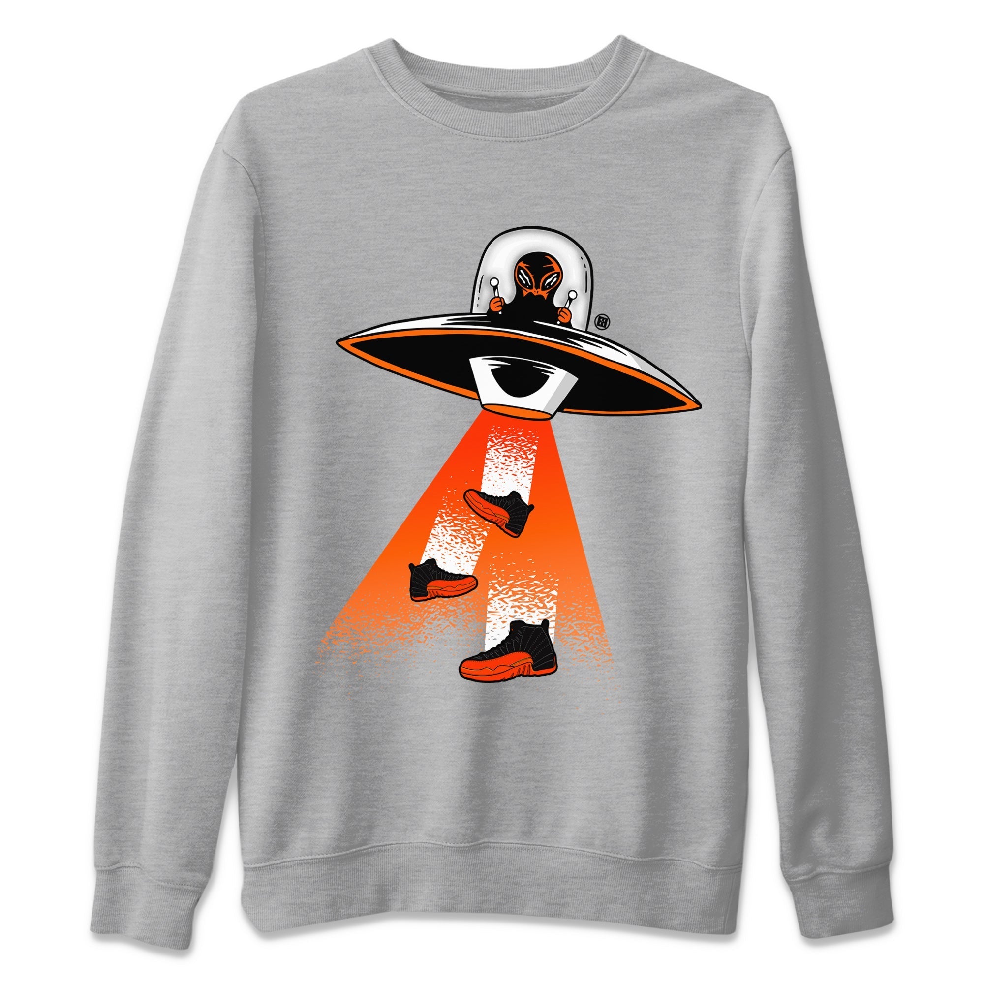 Air Jordan 12 Brilliant Orange Sneaker Match Tees Alien Thief Streetwear Sneaker Shirt 12s Brilliant Orange Tee Unisex Shirts Heather Grey 2