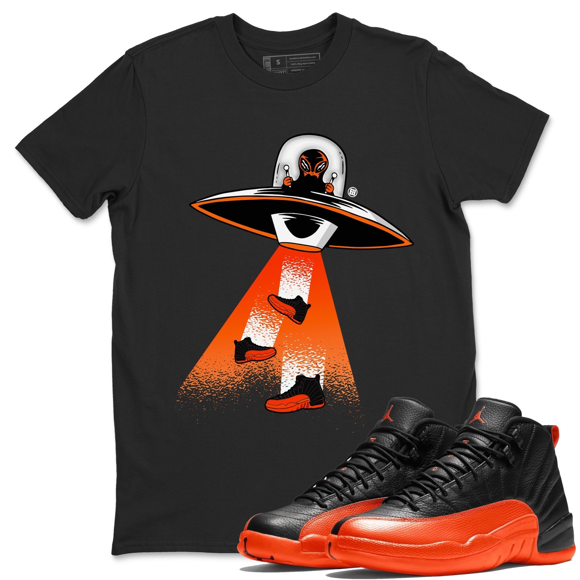 Air Jordan 12 Brilliant Orange Sneaker Match Tees Alien Thief Streetwear Sneaker Shirt 12s Brilliant Orange Tee Unisex Shirts Black 1