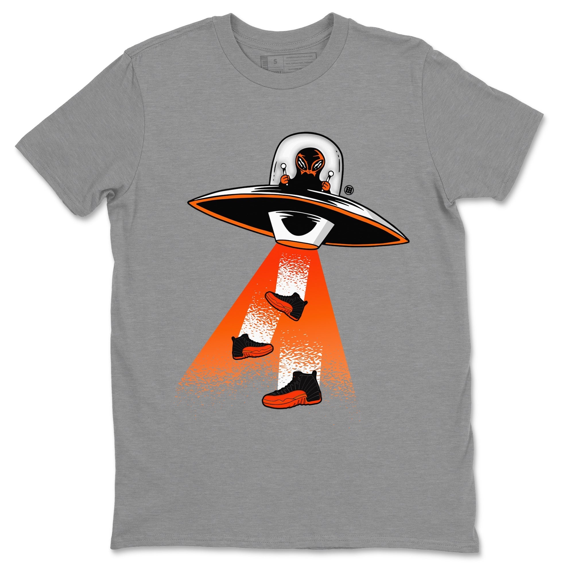 Air Jordan 12 Brilliant Orange Sneaker Match Tees Alien Thief Streetwear Sneaker Shirt 12s Brilliant Orange Tee Unisex Shirts Heather Grey 2