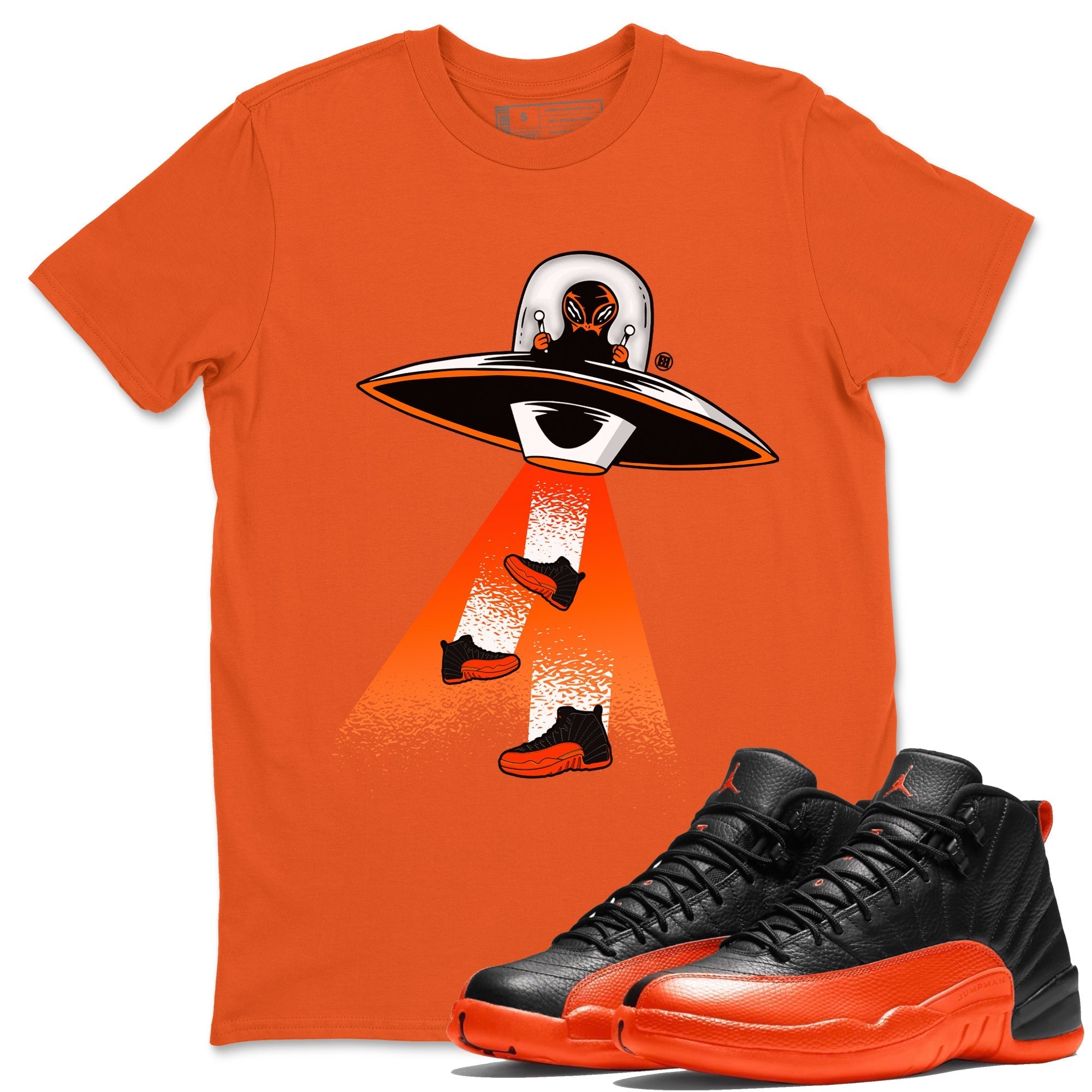 Air Jordan 12 Brilliant Orange Sneaker Match Tees Alien Thief Streetwear Sneaker Shirt 12s Brilliant Orange Tee Unisex Shirts Orange 1