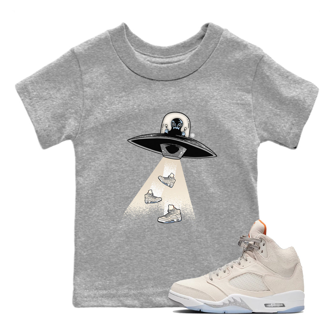 Air Jordan 5 Craft Sneaker Match Tees Alien Thief Streetwear Sneaker Shirt 5s Craft Streetwear Sneaker Shirt Kids Shirts Heather Grey 1
