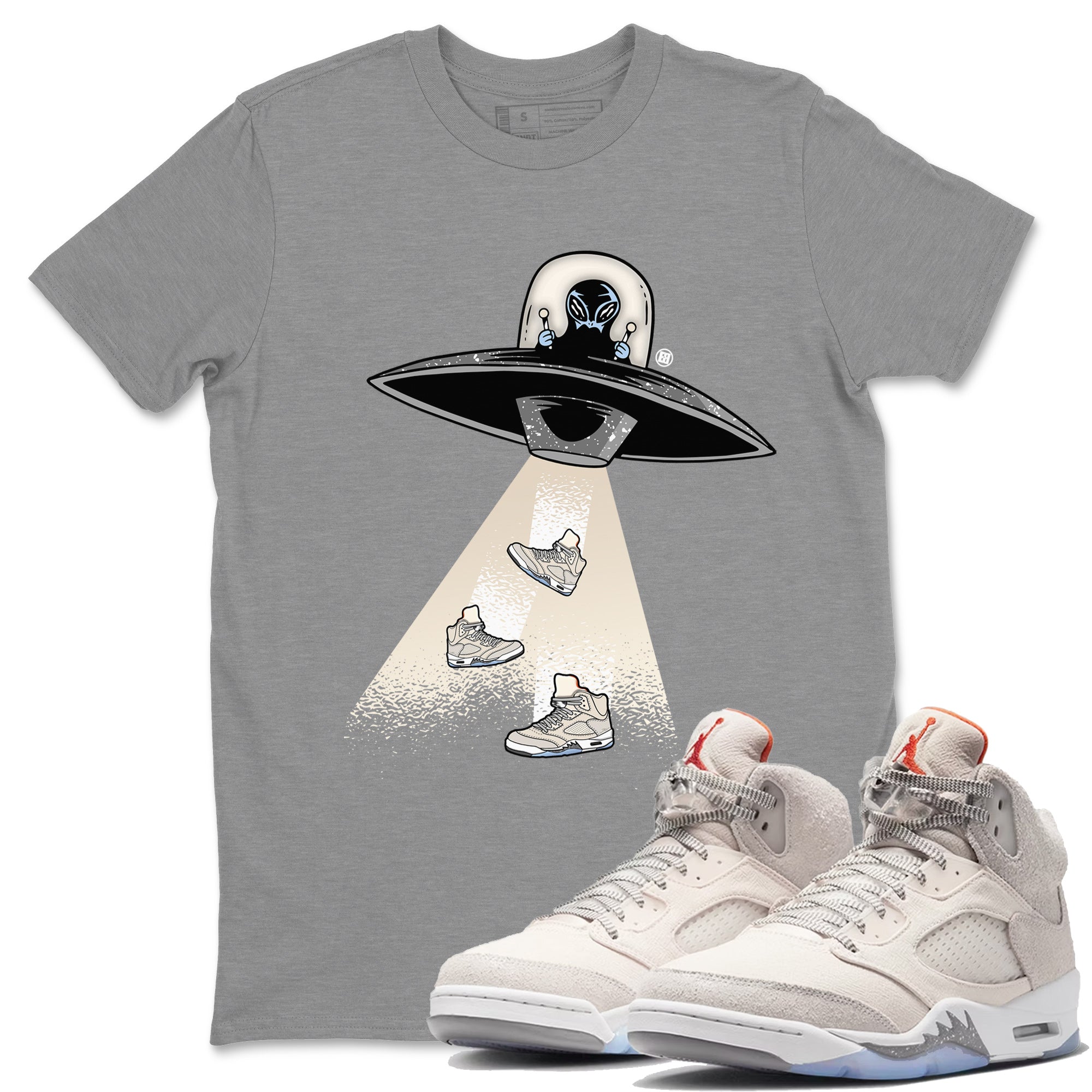 Air Jordan 5 Craft Sneaker Match Tees Alien Thief Streetwear Sneaker Shirt 5s Craft Streetwear Sneaker Shirt Unisex Shirts Heather Grey 1