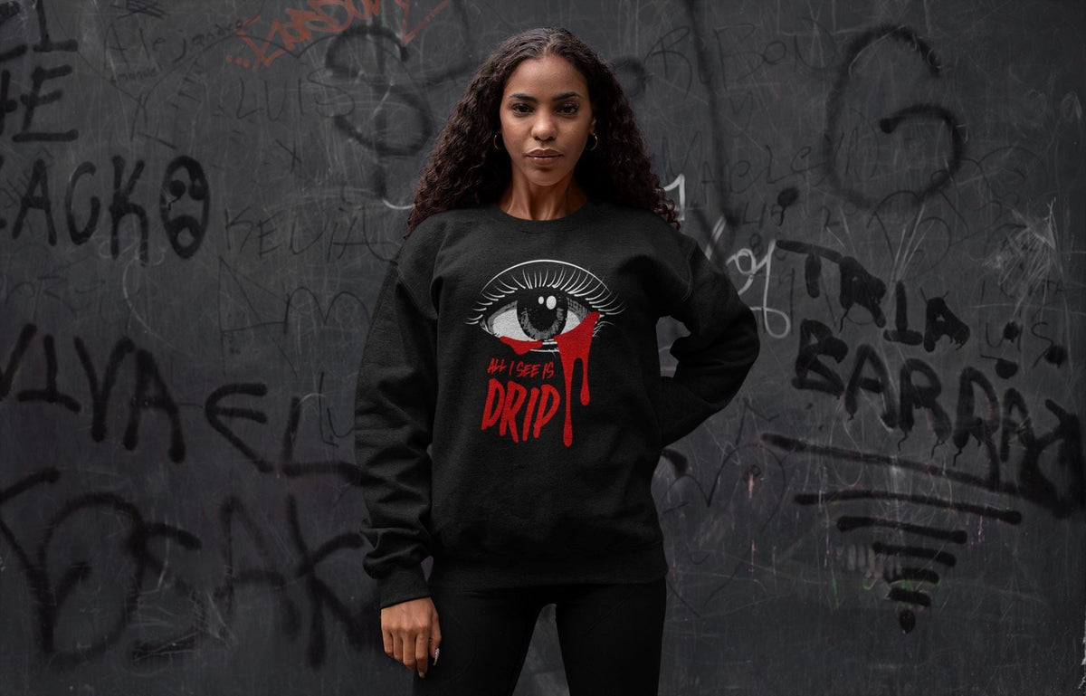 Jordan 12 Playoffs Sneaker Matching T-Shirt All I See Is Drip Sneaker Tees Jordan 12 Playoffs Sneaker Release Tees Crew Neck Tees