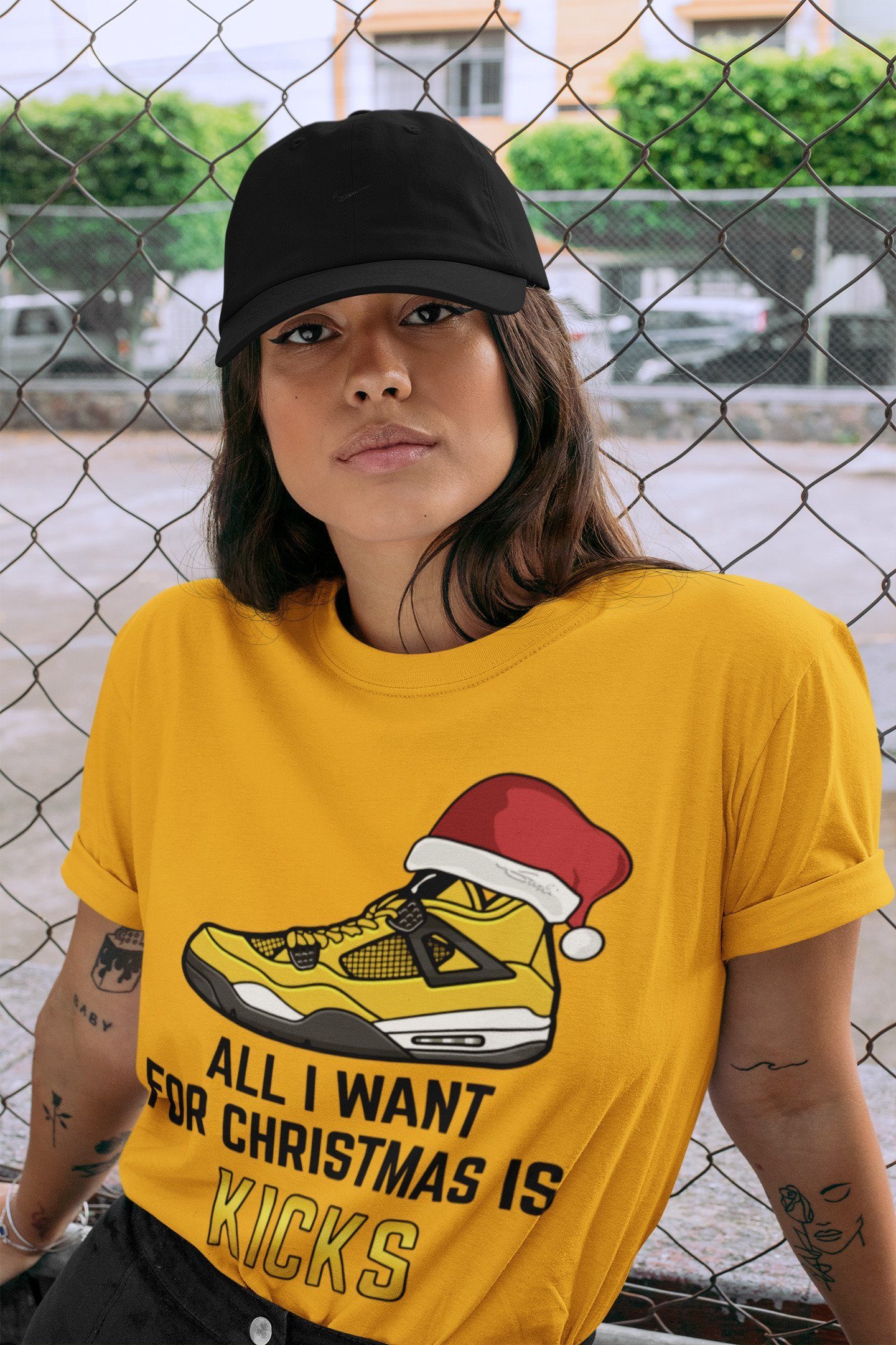 Jordan 4 Lightning Shirt To Match Jordans All I Want For Christmas Sneaker Tees Jordan 4 Lightning Drip Gear Zone Sneaker Matching Clothing Unisex Shirts
