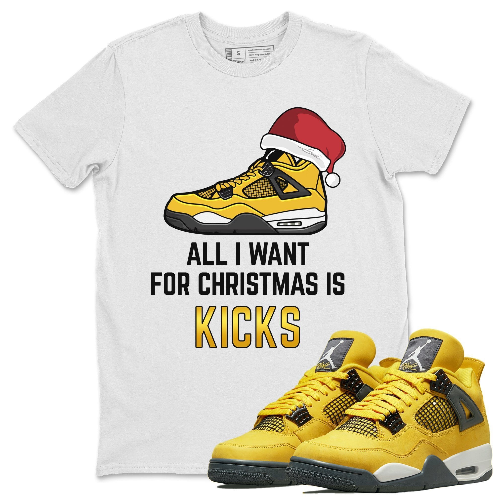 Jordan 4 Lightning Shirt To Match Jordans All I Want For Christmas Sneaker Tees Jordan 4 Lightning Drip Gear Zone Sneaker Matching Clothing Unisex Shirts