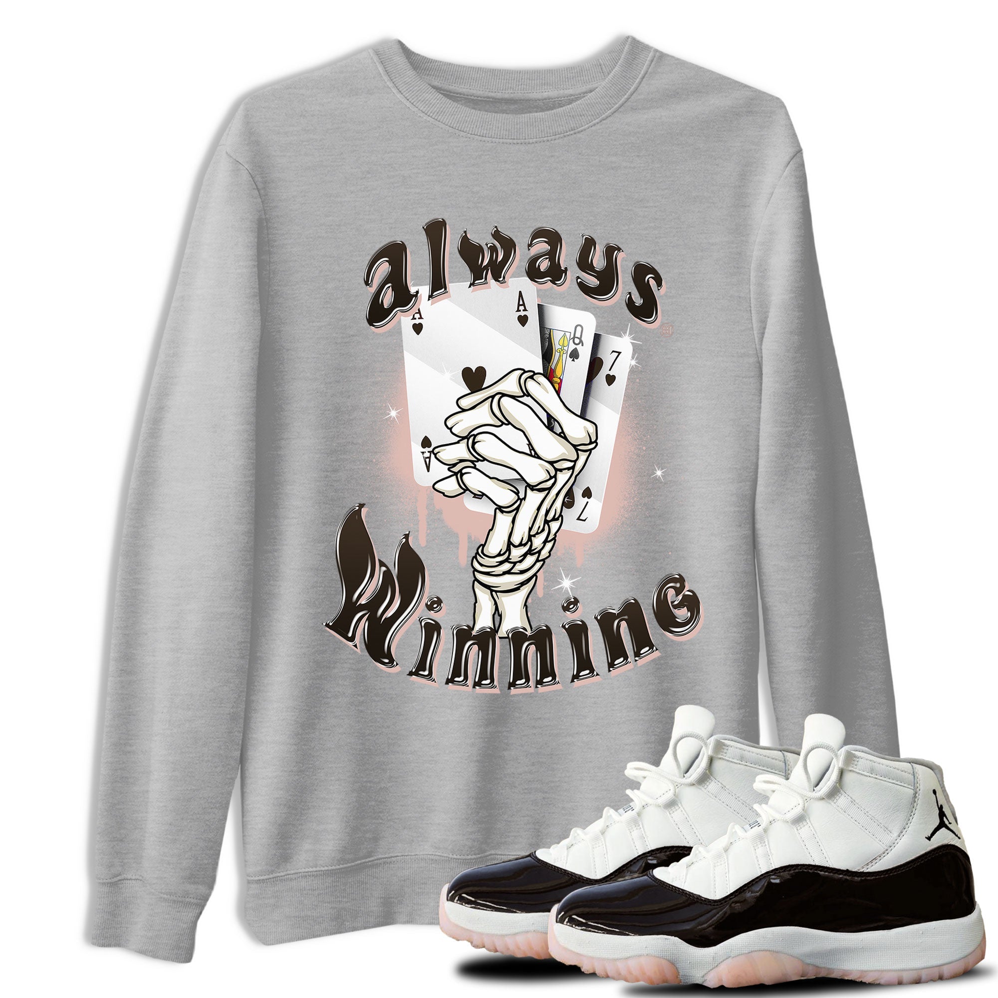 Jordan 11 WMNS Neapolitan shirt to match jordans Always Winning sneaker matching t-shirts and clothing Air Jordan 11 Neapolitan Drip Gear Zone Cotton Casual Unisex Heather Grey 1 T-Shirt