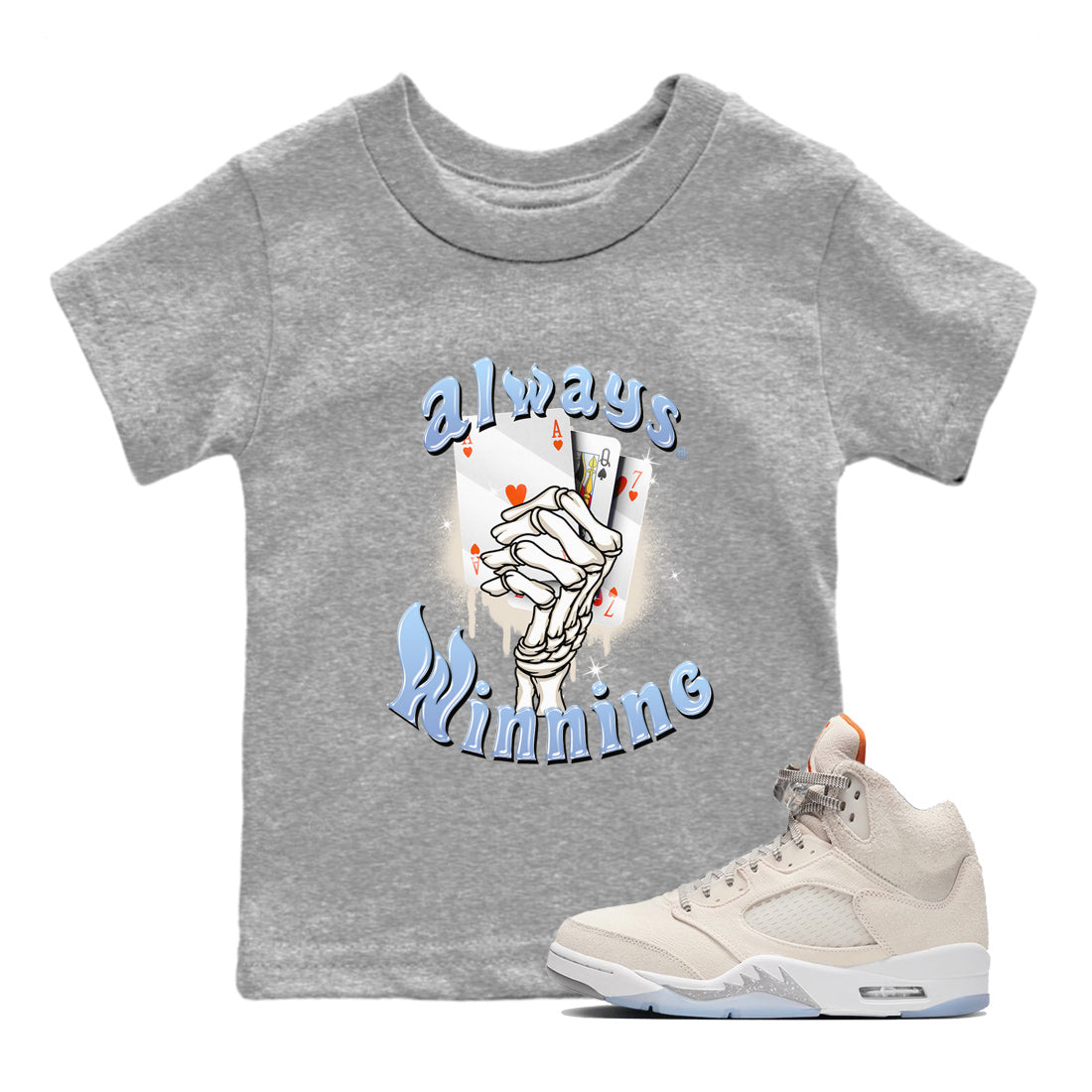 Air Jordan 5 Craft Sneaker Match Tees Always Winning Streetwear Sneaker Shirt Air Jordan 5 Retro Craft Shirts Kids Shirts Heather Grey 1