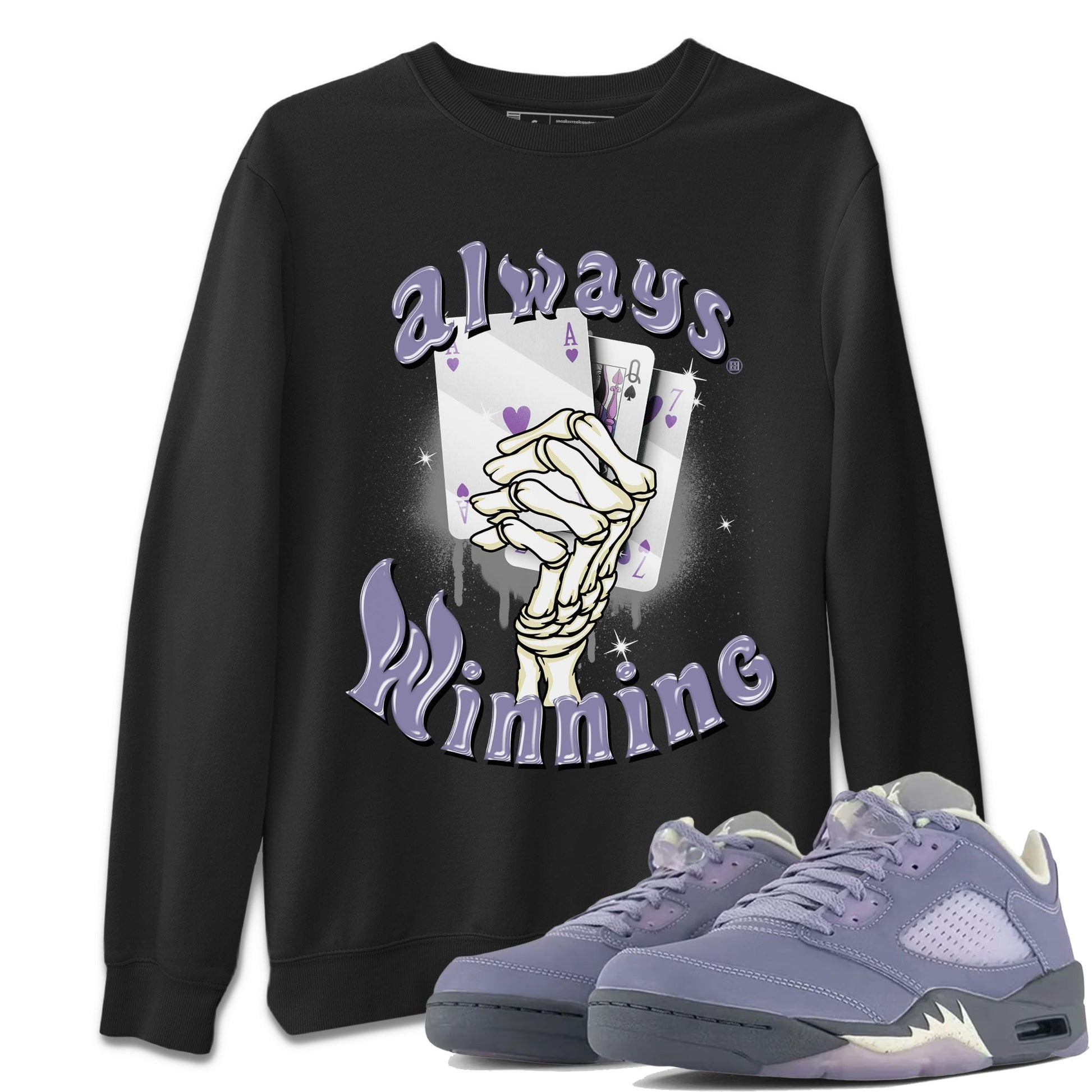 Air Jordan 5 Indigo Haze Sneaker Match Tees Always Winning 5s Indigo Haze Tee Sneaker Release Tees Unisex Shirts Black 1