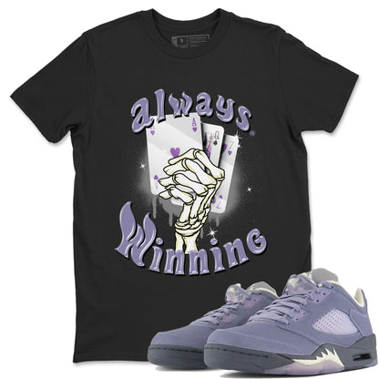Air Jordan 5 Indigo Haze Sneaker Match Tees Always Winning 5s Indigo Haze Tee Sneaker Release Tees Unisex Shirts Black 1