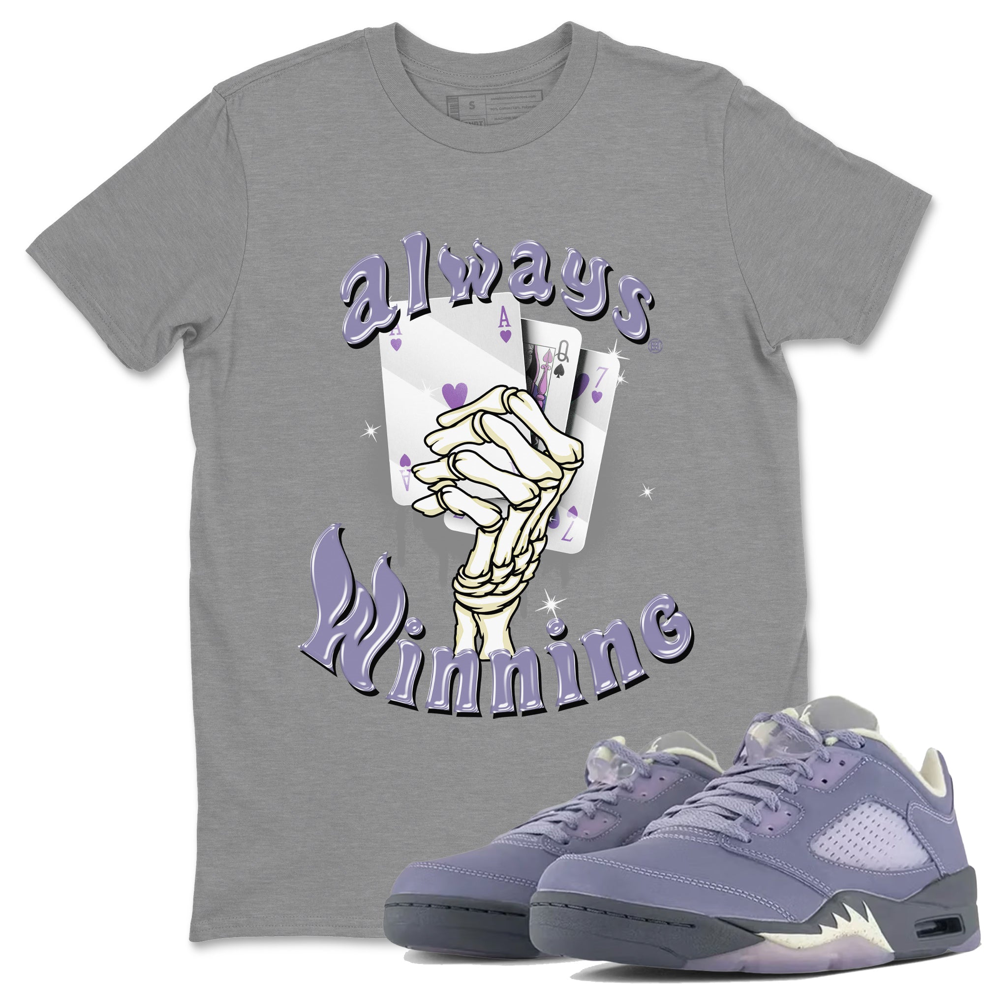 Air Jordan 5 Indigo Haze Sneaker Match Tees Always Winning 5s Indigo Haze Tee Sneaker Release Tees Unisex Shirts Heather Grey 1