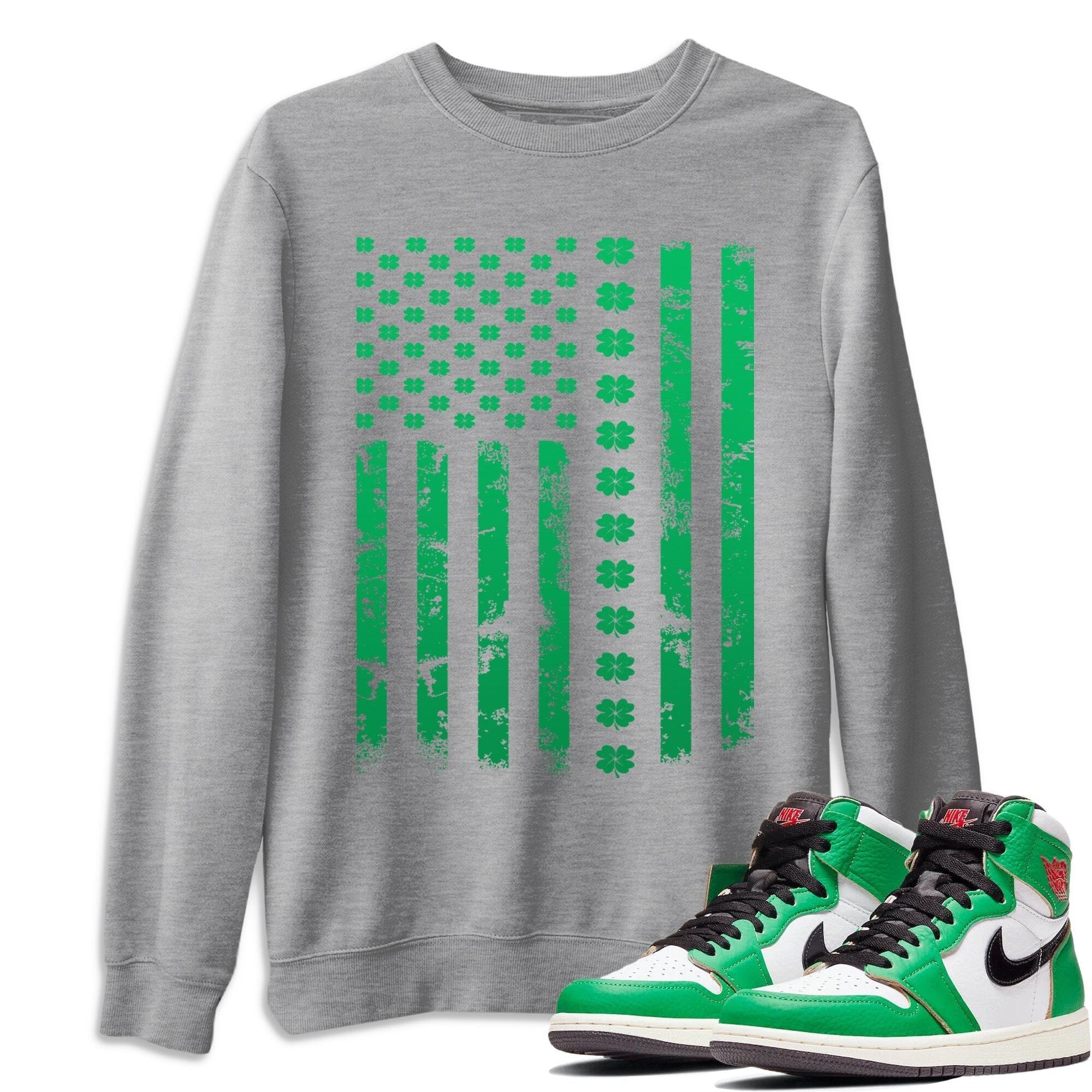 Jordan 1 Lucky Green Shirt To Match Jordans American Flag Sneaker Tees Jordan 1 Lucky Green Drip Gear Zone Sneaker Matching Clothing Unisex Shirts