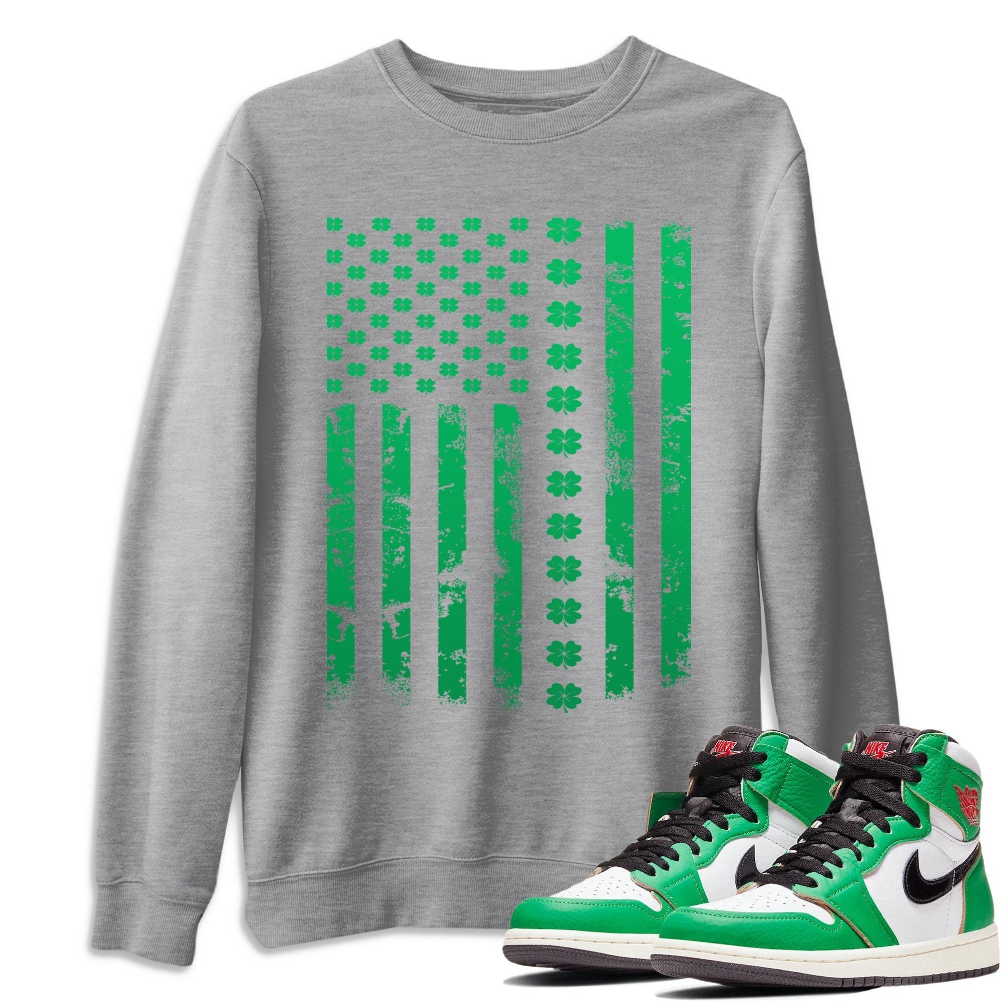 Jordan 1 Lucky Green Shirt To Match Jordans American Flag Sneaker Tees Jordan 1 Lucky Green Drip Gear Zone Sneaker Matching Clothing Unisex Shirts