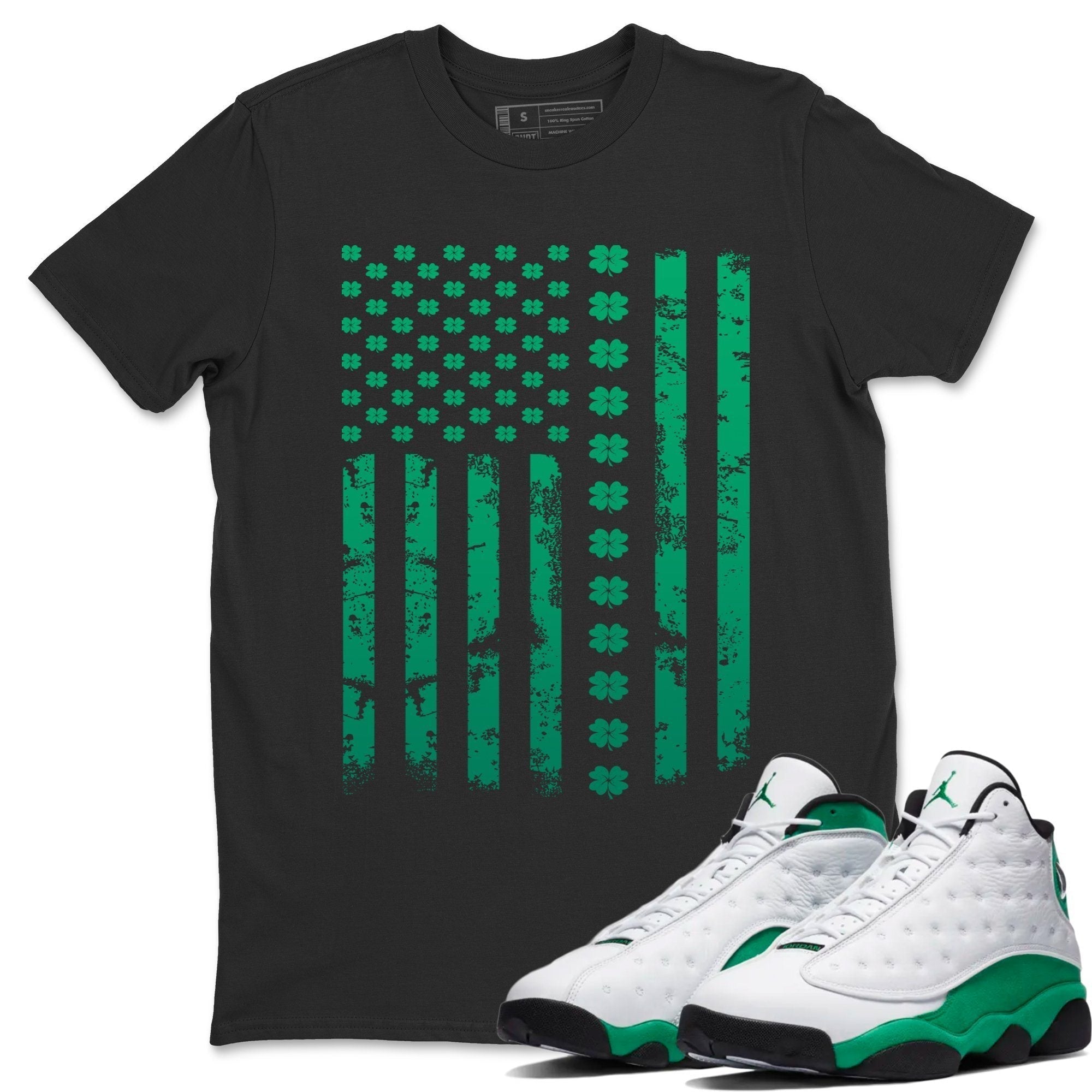 Jordan 13 Lucky Green Shirt To Match Jordans American Flag Sneaker Tees Jordan 13 Lucky Green Drip Gear Zone Sneaker Matching Clothing Unisex Shirts