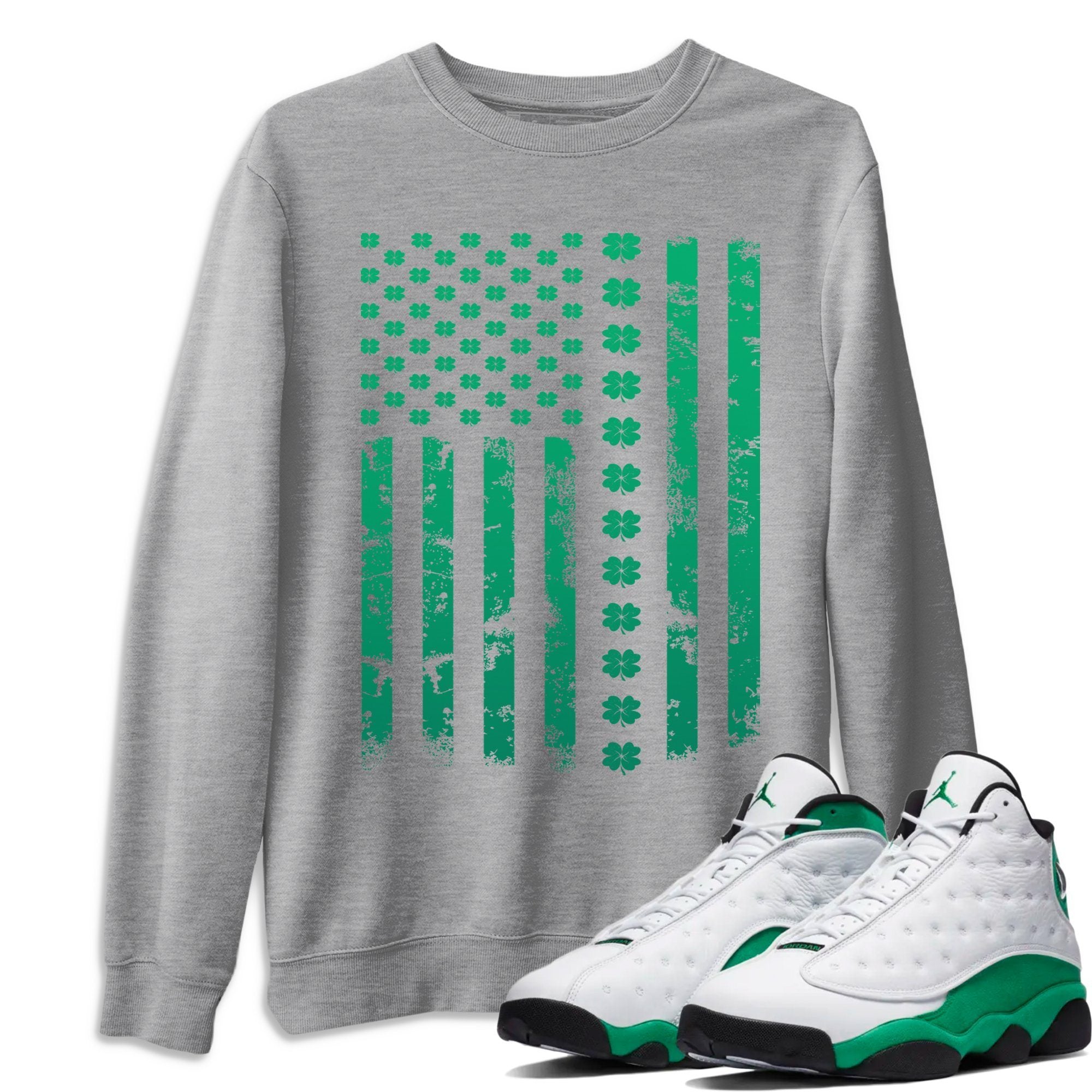 Jordan 13 Lucky Green Shirt To Match Jordans American Flag Sneaker Tees Jordan 13 Lucky Green Drip Gear Zone Sneaker Matching Clothing Unisex Shirts