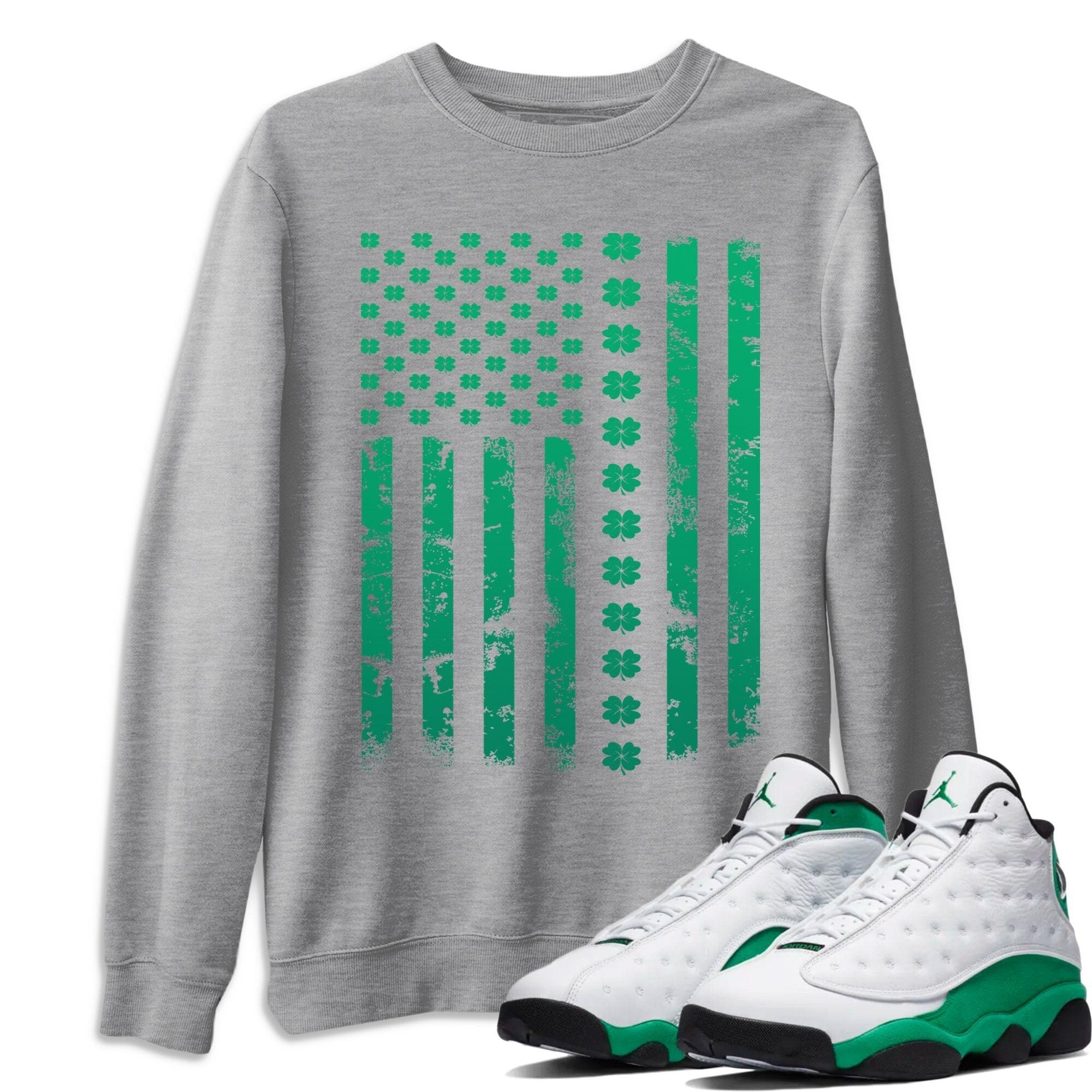 Jordan 13 Lucky Green Shirt To Match Jordans American Flag Sneaker Tees Jordan 13 Lucky Green Drip Gear Zone Sneaker Matching Clothing Unisex Shirts