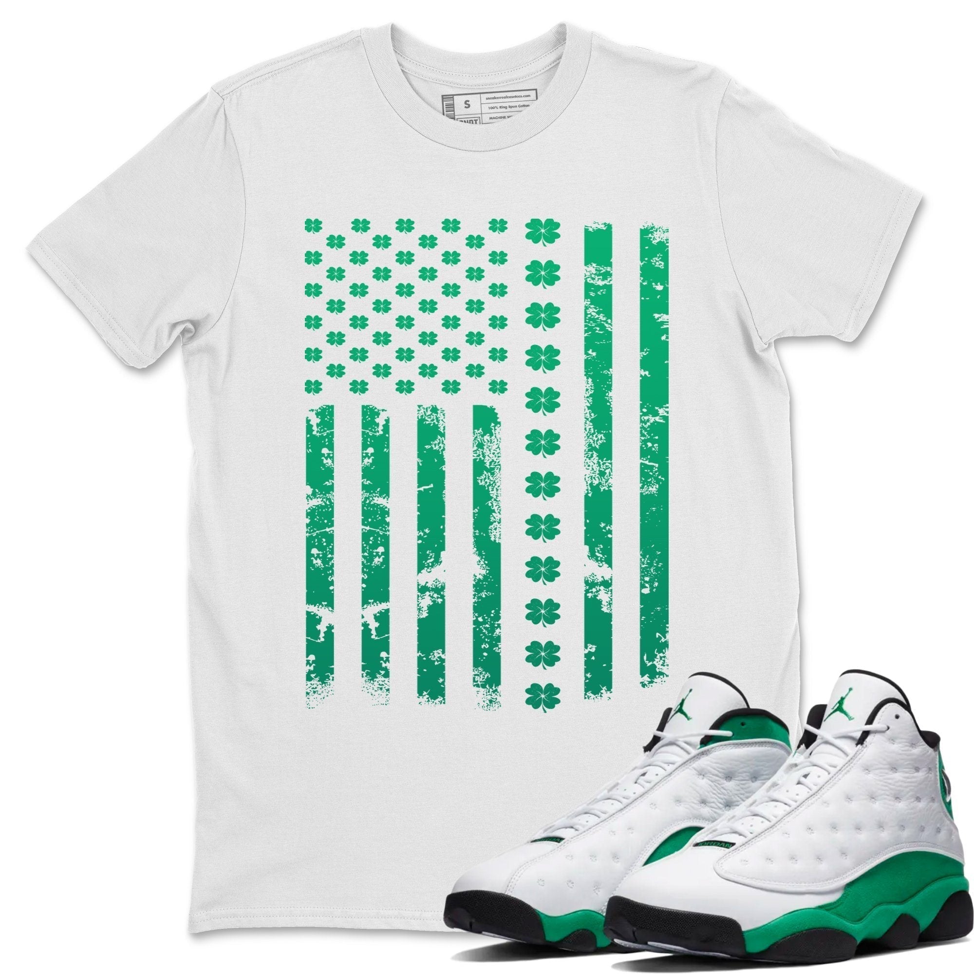 Jordan 13 Lucky Green Shirt To Match Jordans American Flag Sneaker Tees Jordan 13 Lucky Green Drip Gear Zone Sneaker Matching Clothing Unisex Shirts