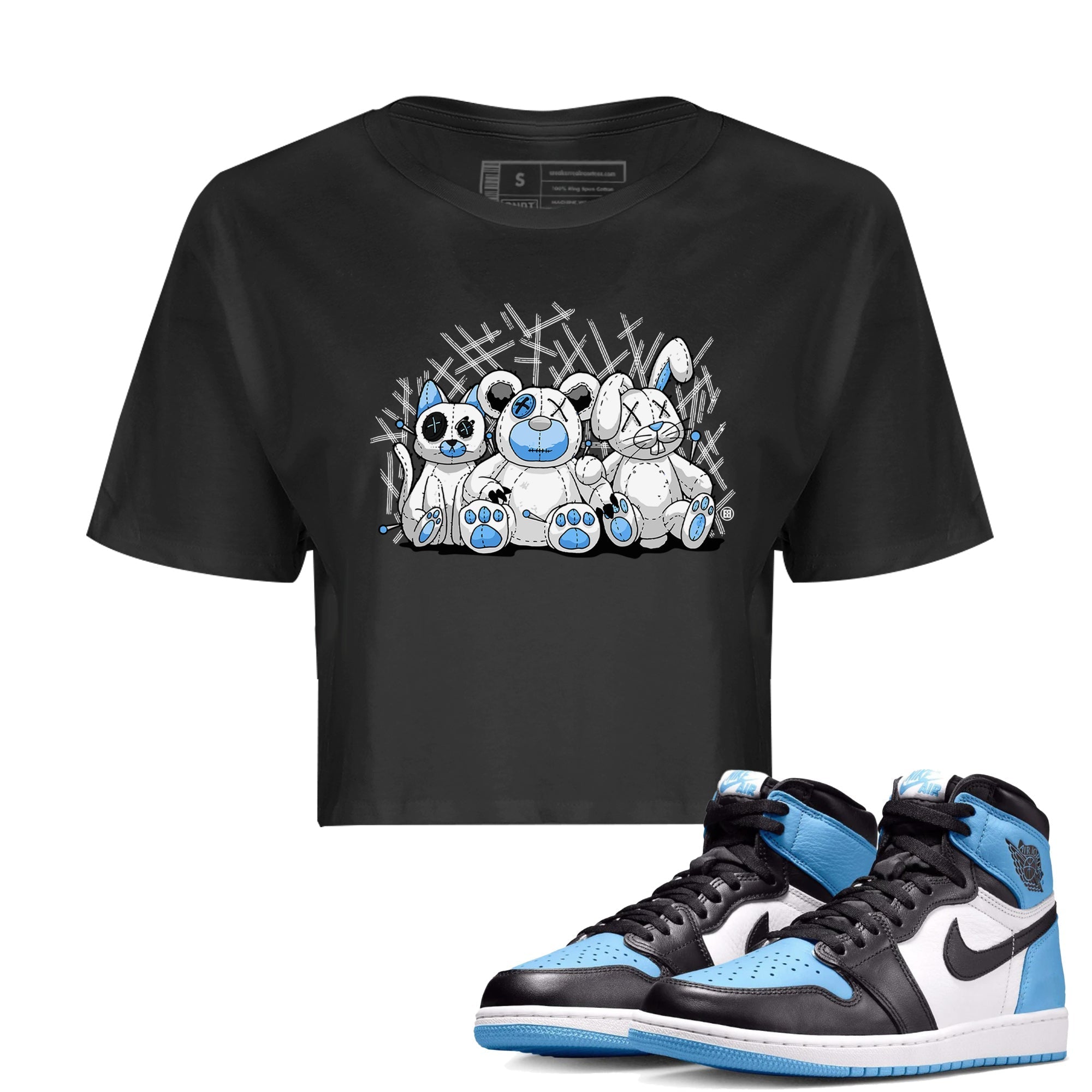 Air Jordan 1 Retro High OG UNC Toe Shirt to match Jordans Animal Homies Streetwear Sneaker Shirt AJ1 UNC Toe Streetwear Sneaker Shirt Crop T-Shirts Black 1