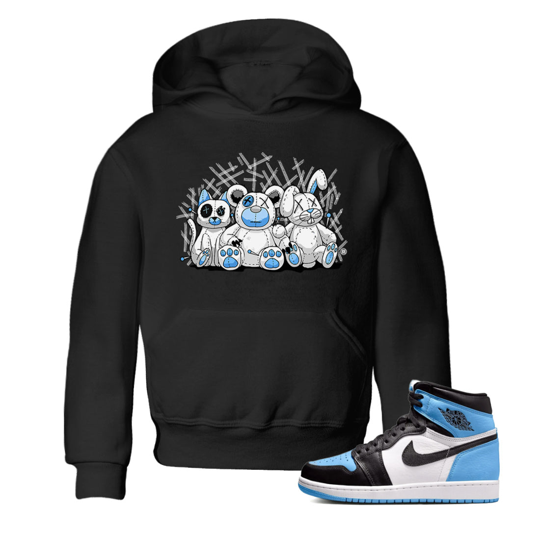 Air Jordan 1 Retro High OG UNC Toe Shirt to match Jordans Animal Homies Streetwear Sneaker Shirt AJ1 UNC Toe Streetwear Sneaker Shirt Kids and Baby Tees Black 1