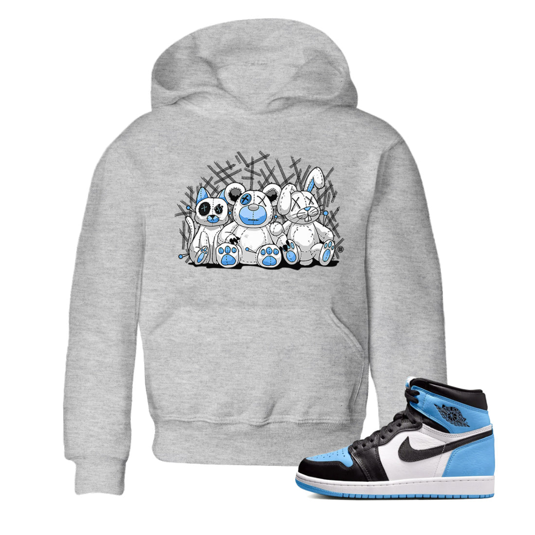 Air Jordan 1 Retro High OG UNC Toe Shirt to match Jordans Animal Homies Streetwear Sneaker Shirt AJ1 UNC Toe Streetwear Sneaker Shirt Kids and Baby Tees Heather Grey 1