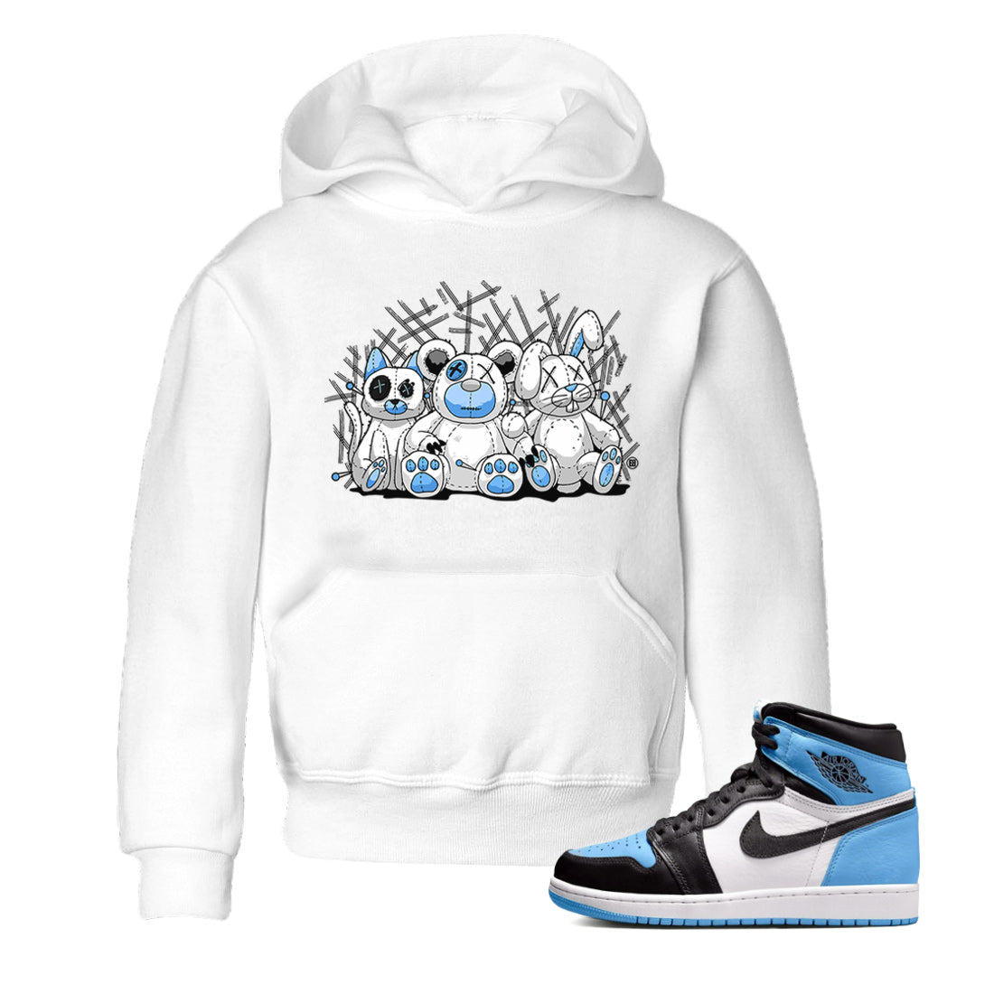 Air Jordan 1 Retro High OG UNC Toe Shirt to match Jordans Animal Homies Streetwear Sneaker Shirt AJ1 UNC Toe Streetwear Sneaker Shirt Kids and Baby Tees White 1