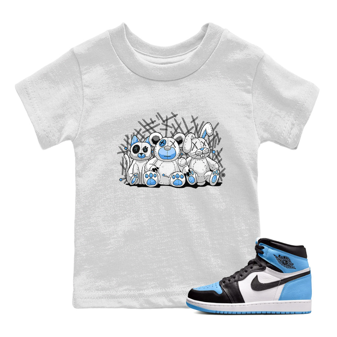 Air Jordan 1 Retro High OG UNC Toe Shirt to match Jordans Animal Homies Streetwear Sneaker Shirt AJ1 UNC Toe Streetwear Sneaker Shirt Kids and Baby Tees White 1