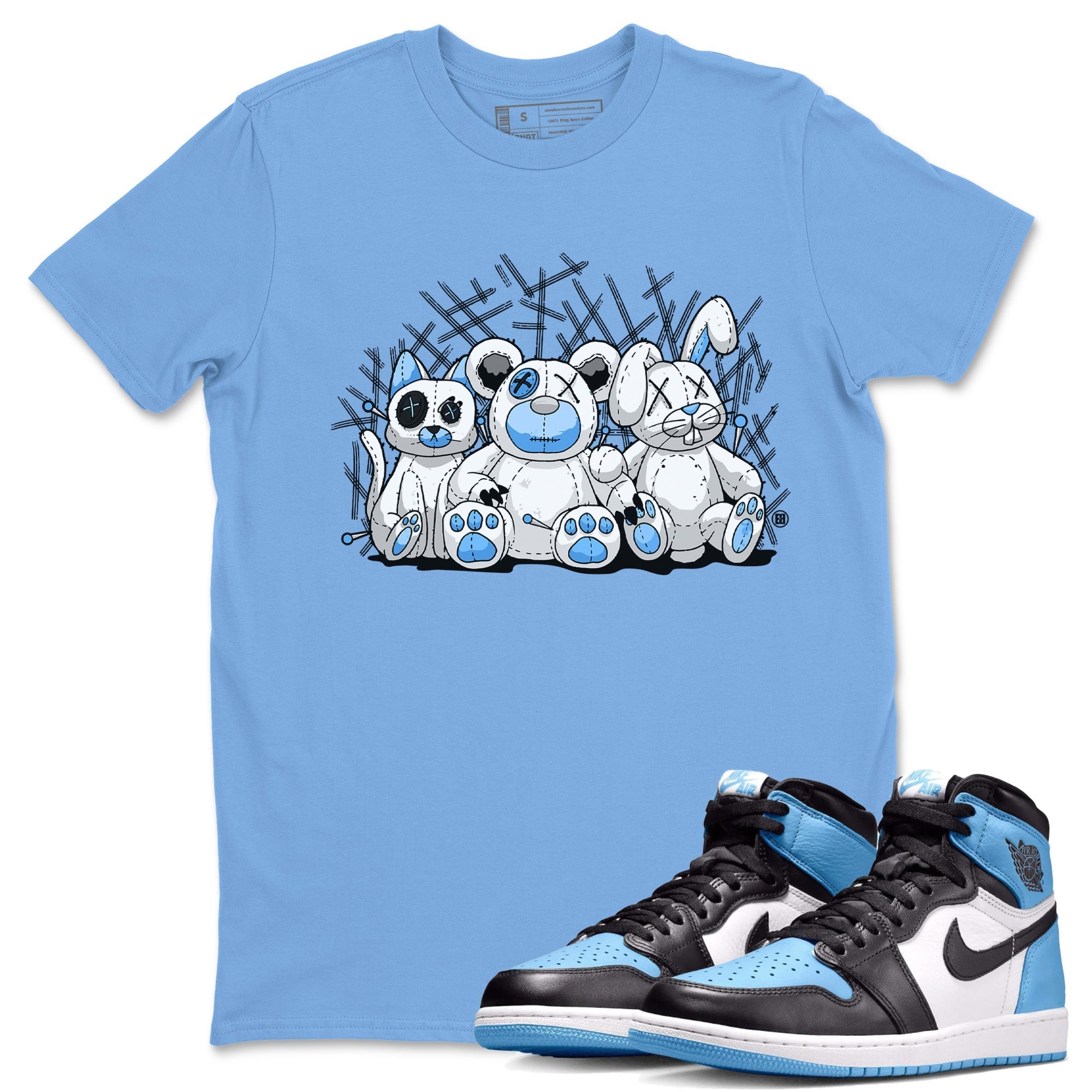 Air Jordan 1 Retro High OG UNC Toe Shirt to match Jordans Animal Homies Streetwear Sneaker Shirt AJ1 UNC Toe Streetwear Sneaker Shirt Crew Neck T-Shirts Carolina Blue 1