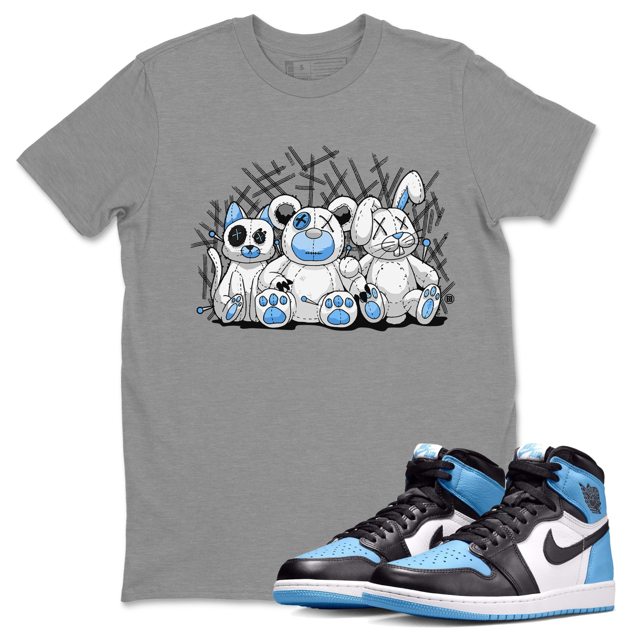 Air Jordan 1 Retro High OG UNC Toe Shirt to match Jordans Animal Homies Streetwear Sneaker Shirt AJ1 UNC Toe Streetwear Sneaker Shirt Crew Neck T-Shirts Heather Grey 1