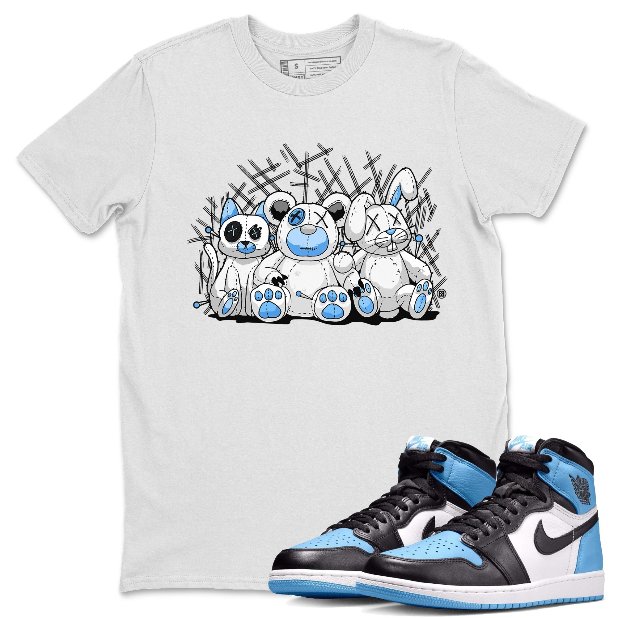 Air Jordan 1 Retro High OG UNC Toe Shirt to match Jordans Animal Homies Streetwear Sneaker Shirt AJ1 UNC Toe Streetwear Sneaker Shirt Crew Neck T-Shirts White 1