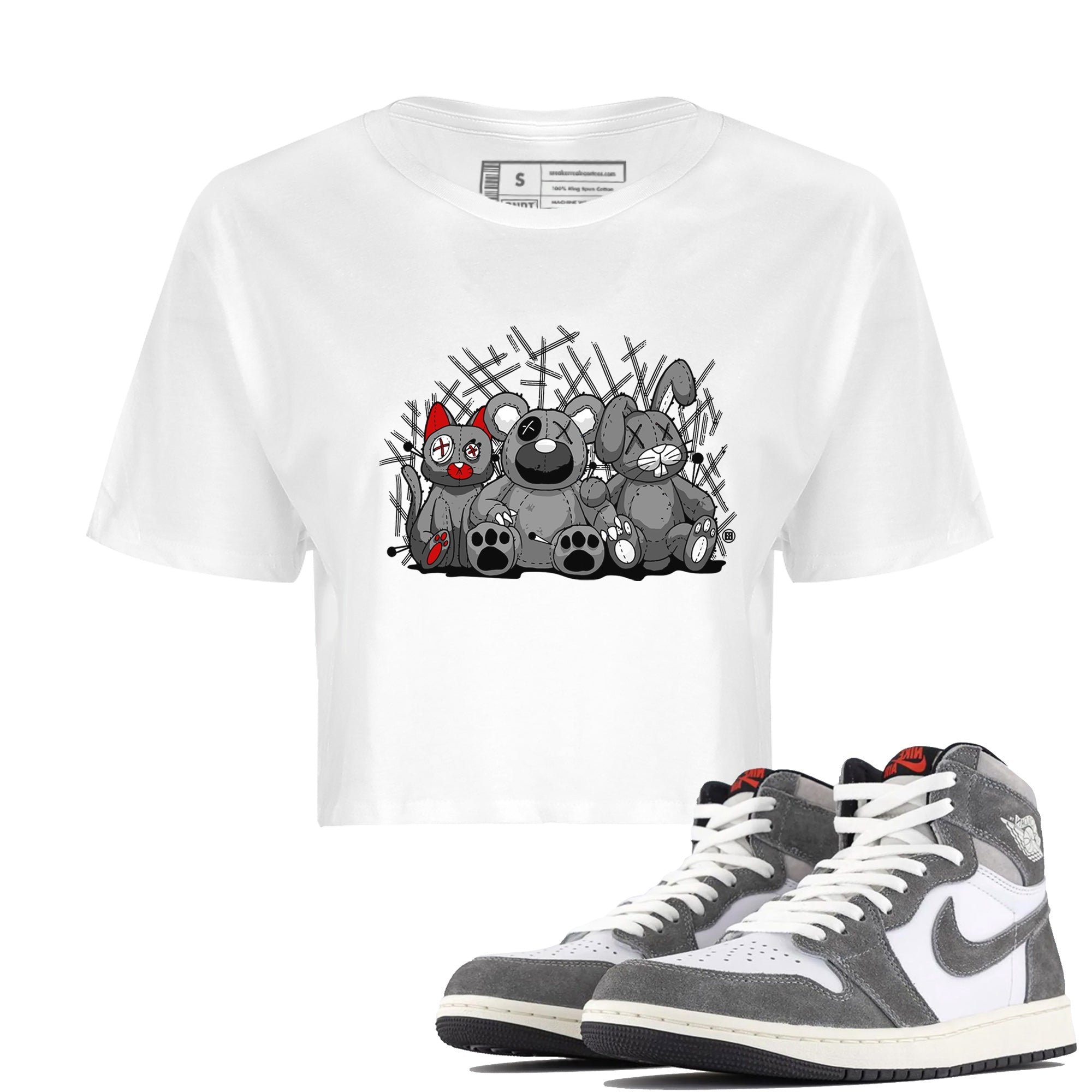 Air Jordan 1 Washed Heritage Sneaker Match Tees Animal Homies Streetwear Sneaker Shirt Air Jordan 1 Washed Heritage Shirts Women's Shirts White 1